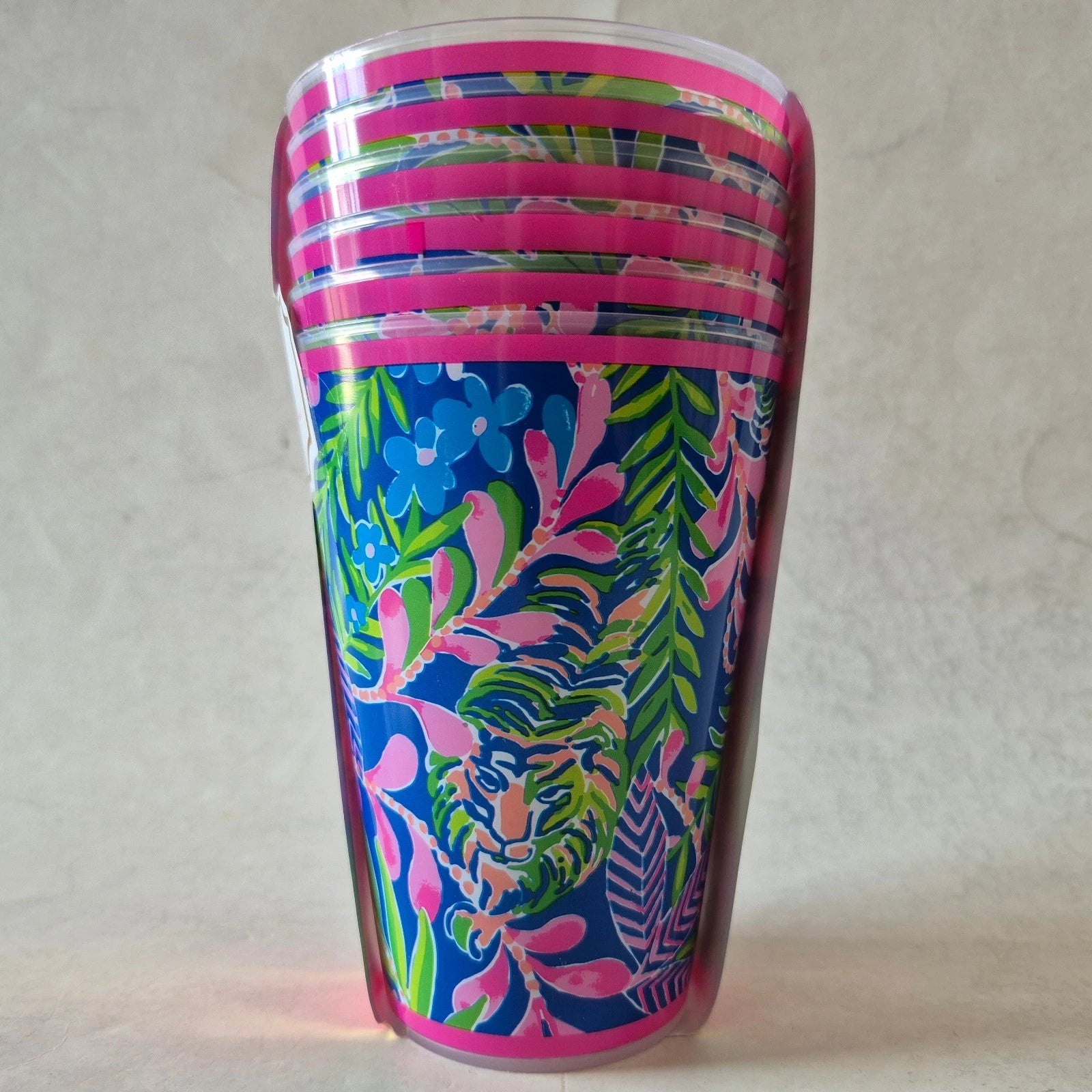 6 NEW Lilly Pulitzer HOW YOU LIKE ME PROWL 14-Oz Plastic Pool Cups. Lion Tiger | eBay