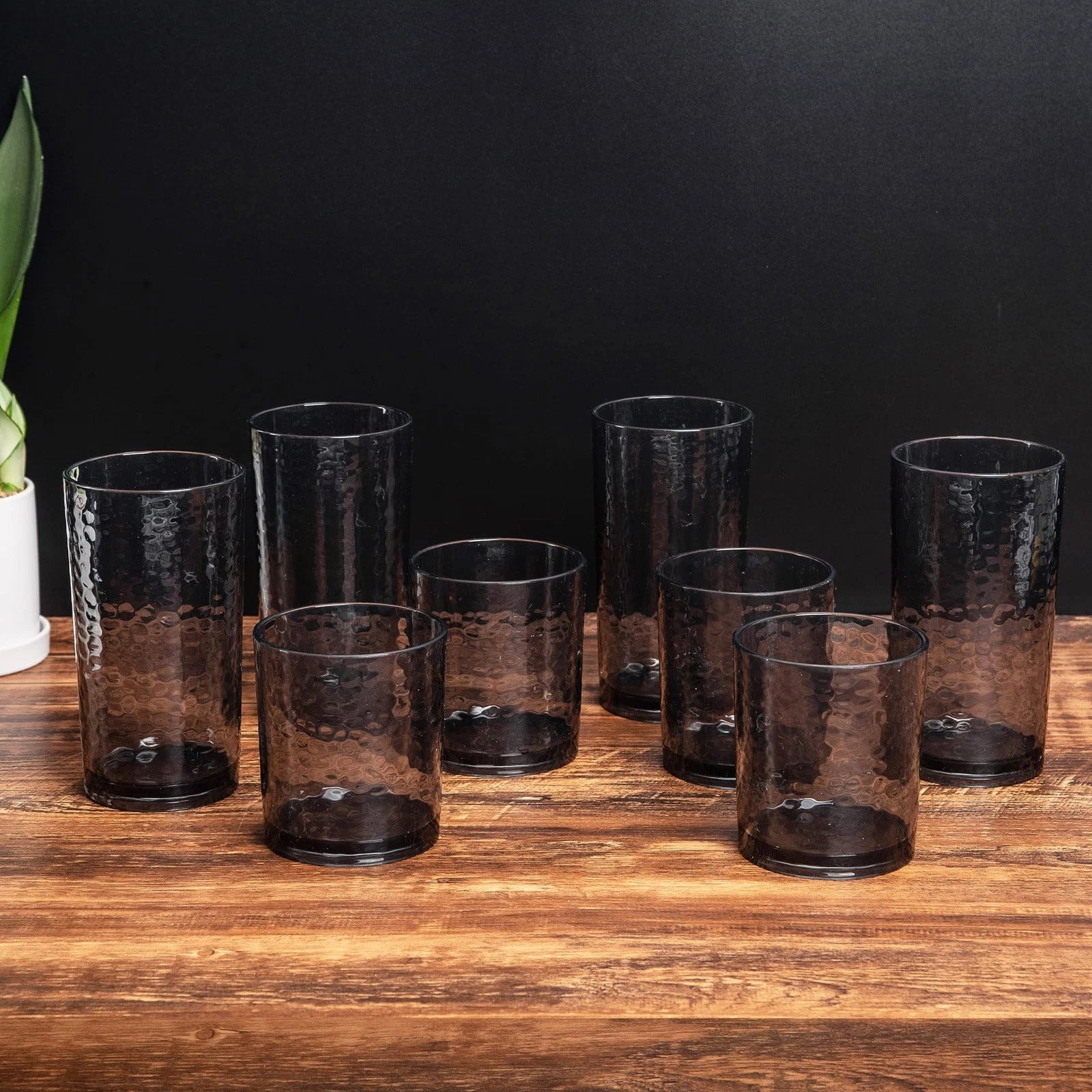 KX-WARE BPA-Free 20oz Hammered Acrylic Tumblers, Set of 6, Smoky Grey, Dishwa... | eBay