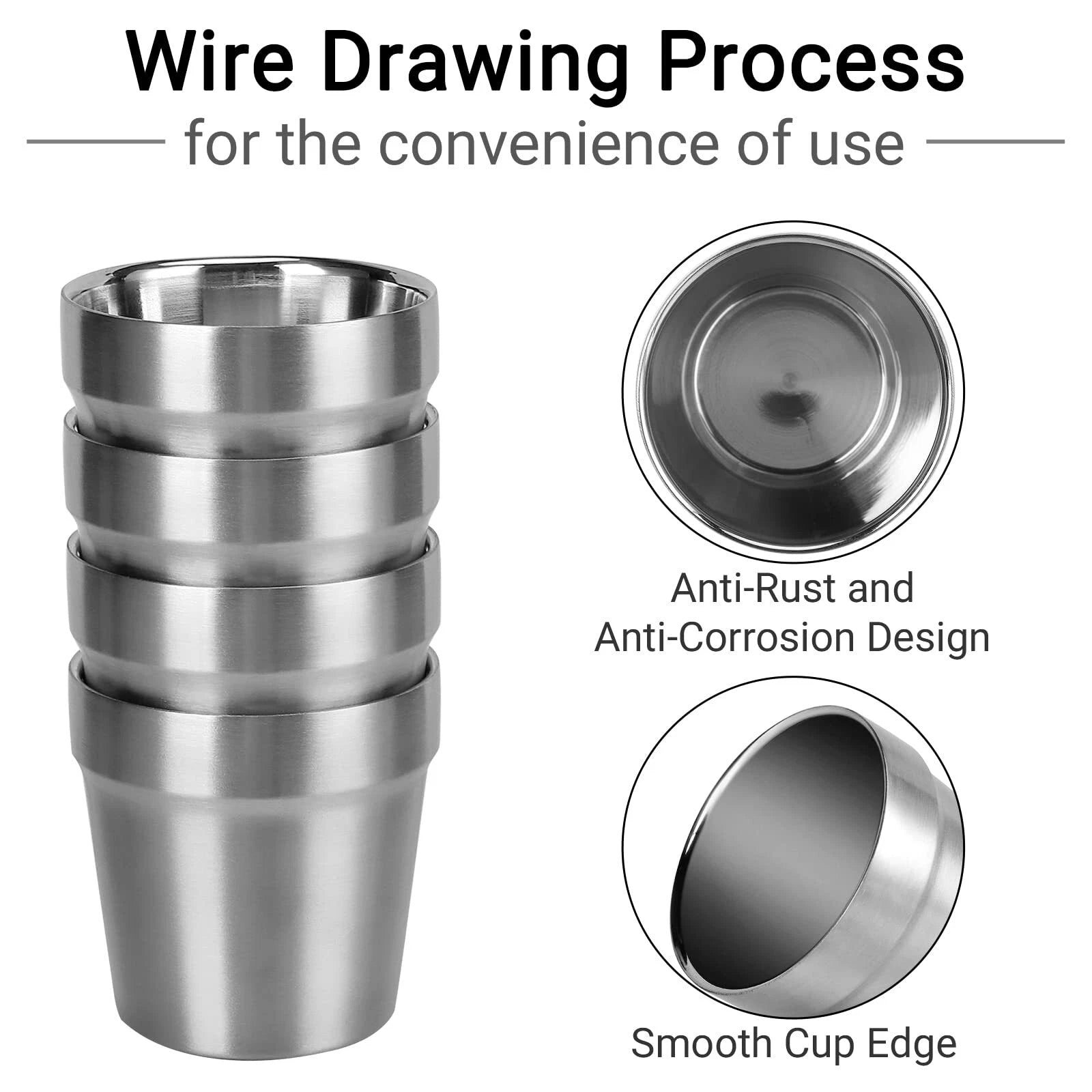 Mini Stainless Steel Cups 6 Oz Set Of 4 Metal Drinking Cups Stackable 304 Stainl | eBay