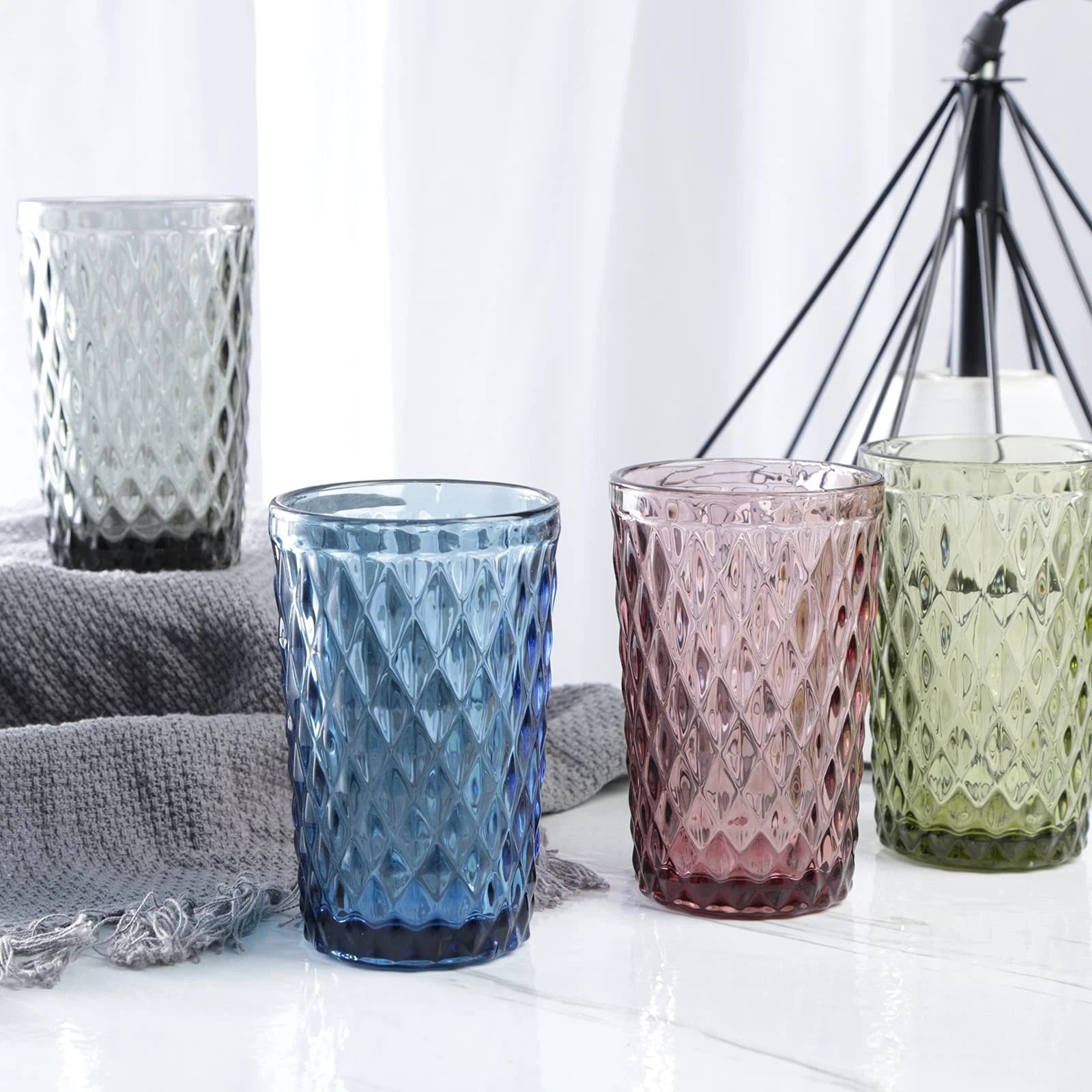 Blue Diamond Glassware Set of 6 - 12 oz Tumblers for Water, Juice, Cocktails | eBay