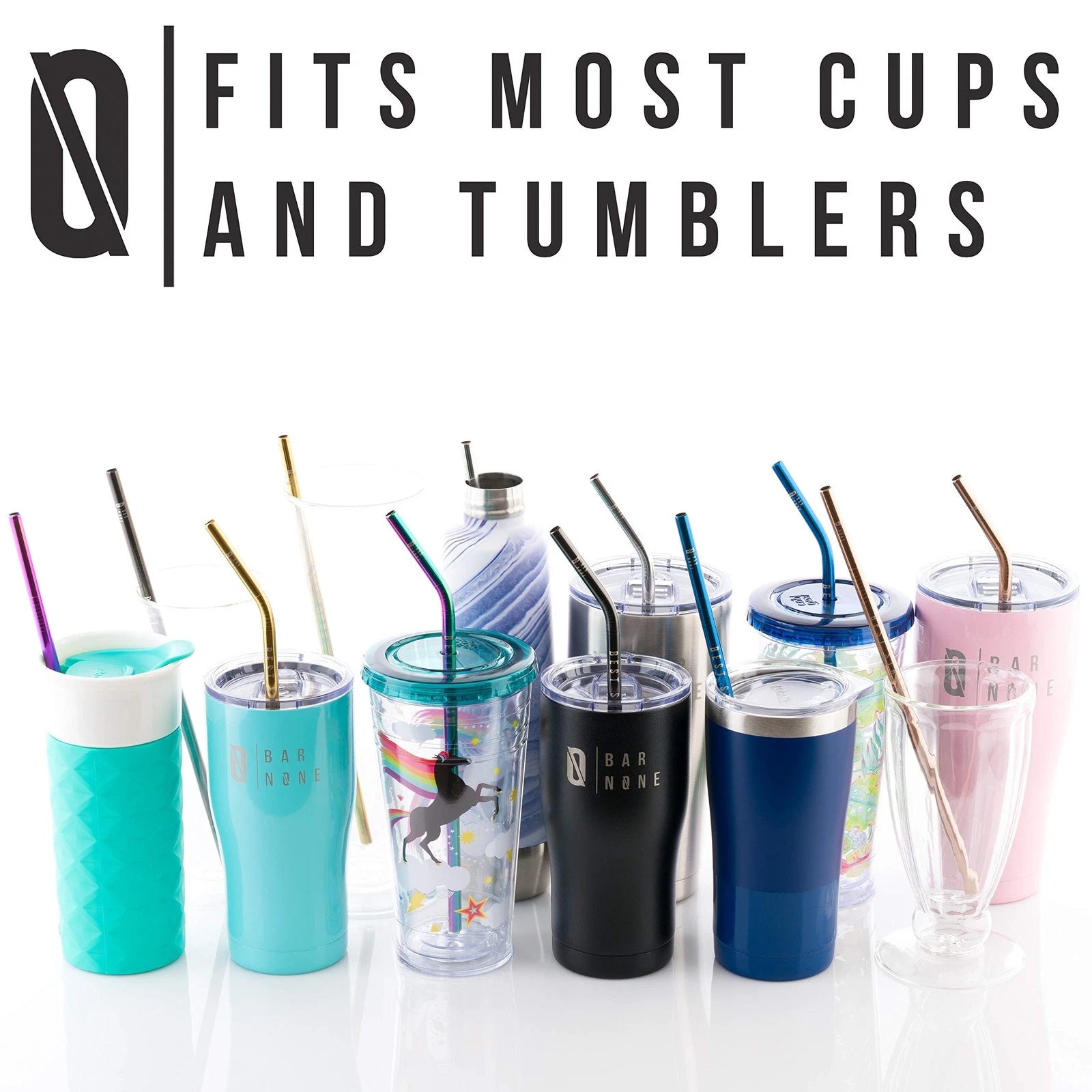 BAR NONE Best Straws Set of 12 | 10.5" Long Wide Rainbow Multi Colored Stainl... | eBay