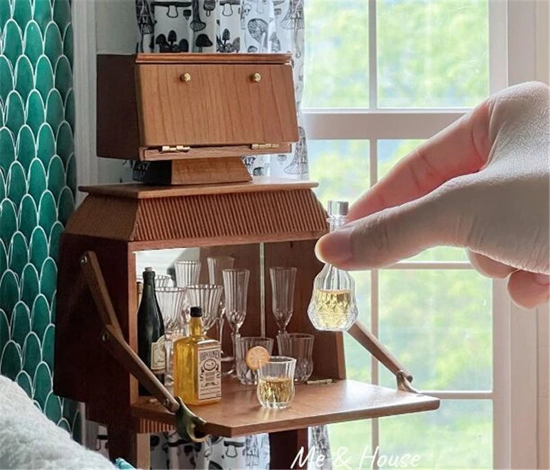 7Pcs/set Miniature Dollhouse 1/6 Wine Ware Bottle Decanter Flute Glass Drinks | eBay