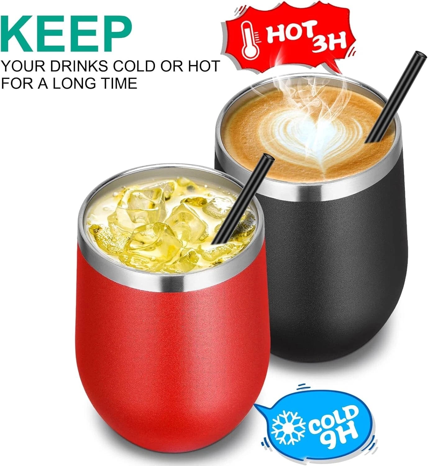 Fashionable 12oz Stemless Wine Tumblers - Bulk of 6 for Hot & Cold Drinks | eBay