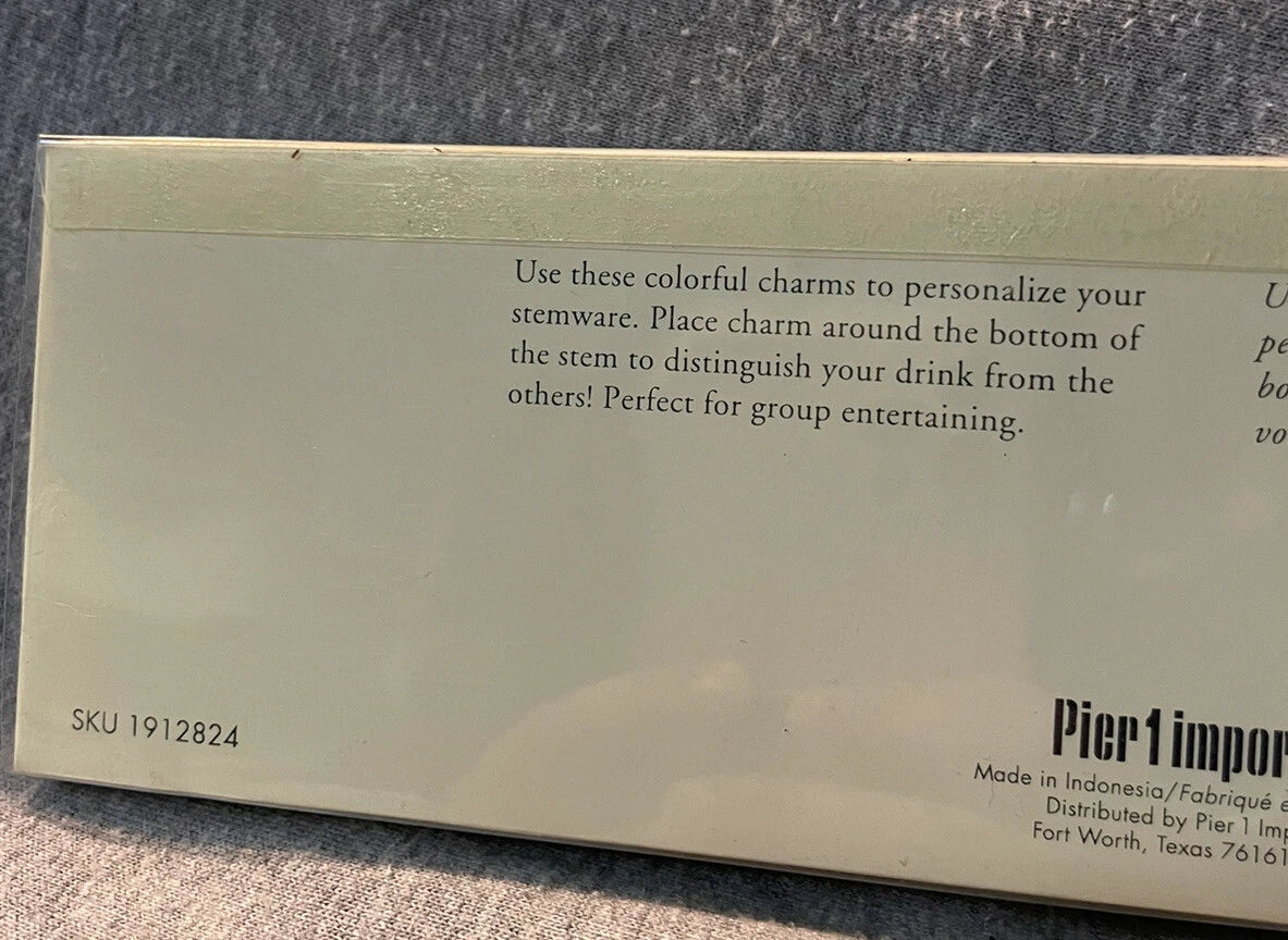 Pier 1 Paisley Wine Charms Set of 6 - Multicolored Glass Markers Hostess Gift | eBay