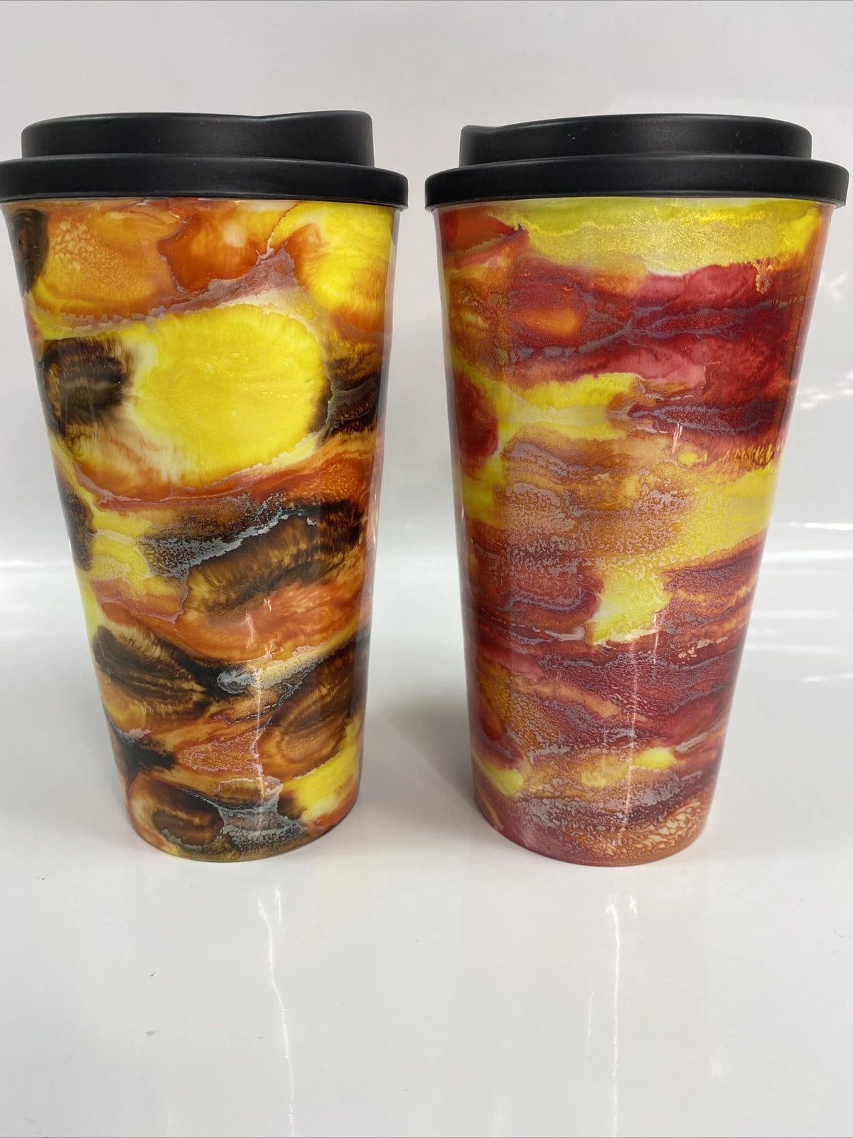Lot of 2 Hot or Cold Plastic Tumblers Decorated with Alcohol Ink 12oz | eBay