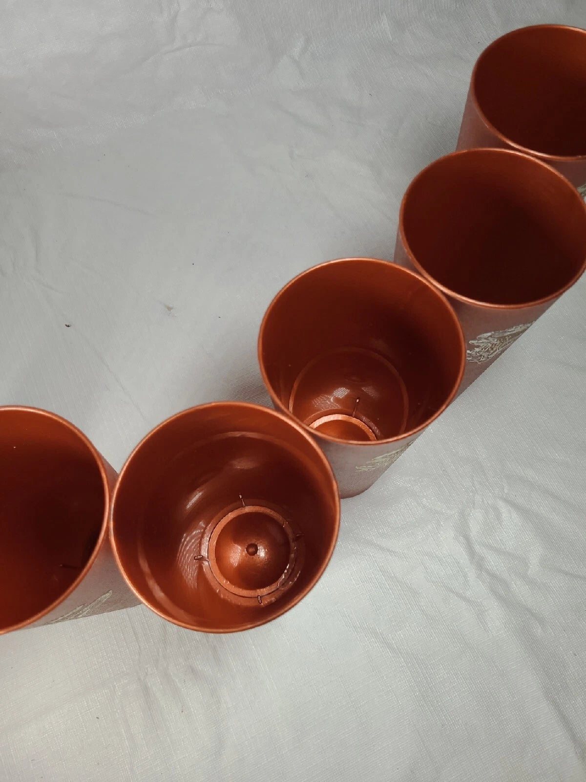 7 Vintage Nasco Silver Mushrooms on Copper Plastic Drinking Cups Tumblers 1970s | eBay