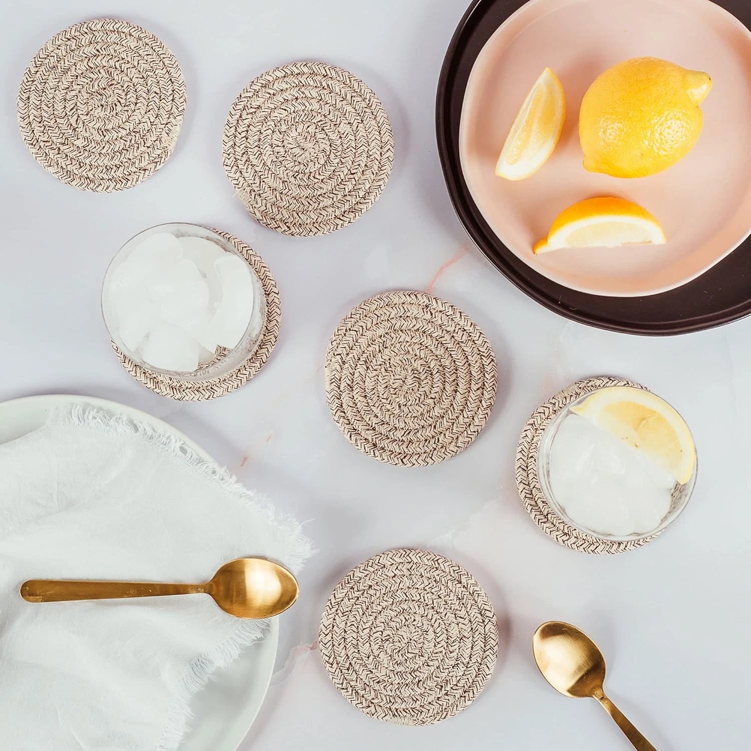 Organihaus Set of 6 Brown Cute Coasters for Drinks | eBay