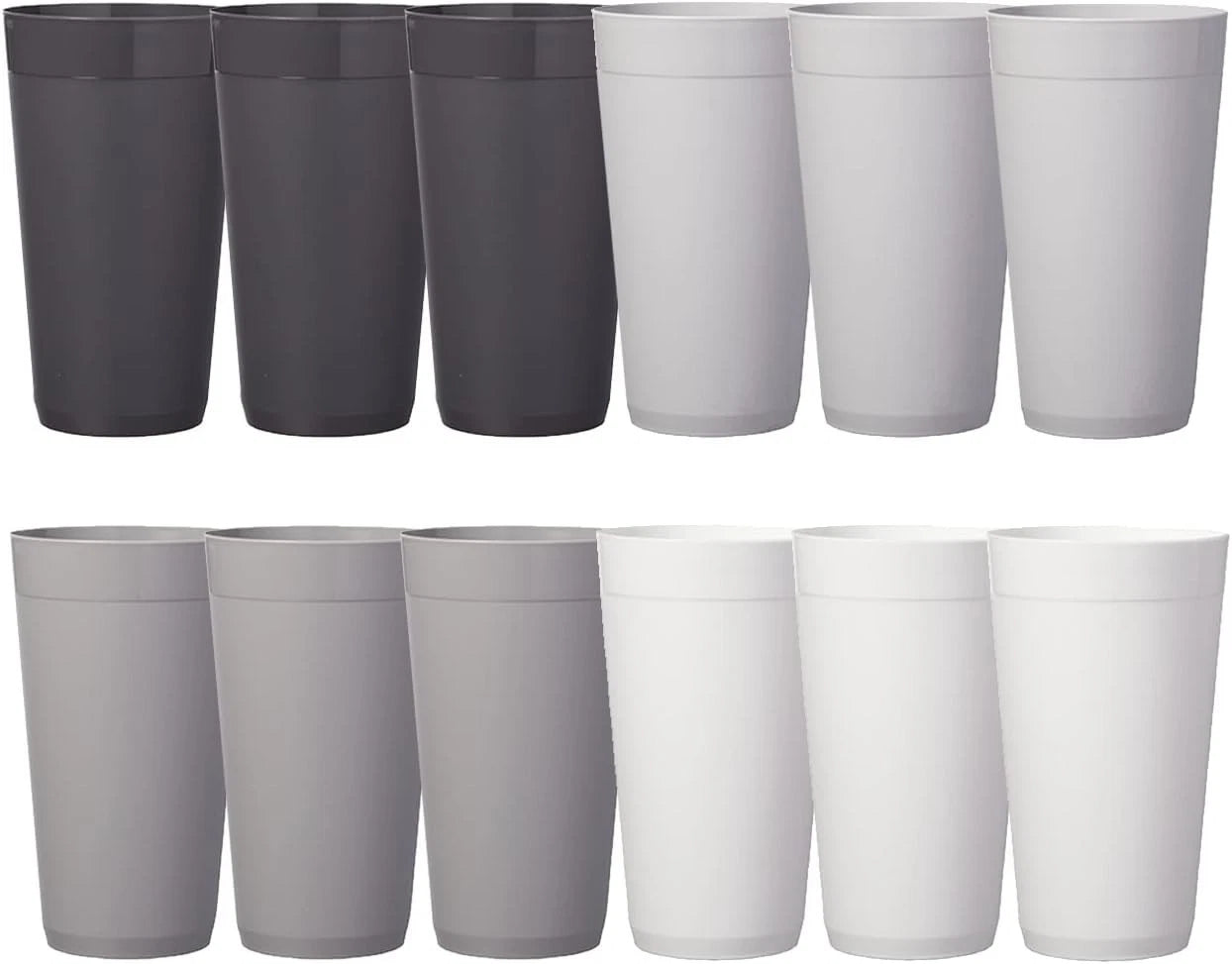 Reusable 20oz Shatterproof Plastic Tumblers in Stylish Grey Stone - 12 Pack | eBay