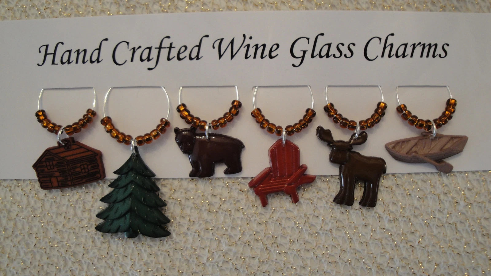 "LAKE/CABIN IN THE WOODS" SET OF 6 Themed hand Crafted Drink Markers | eBay