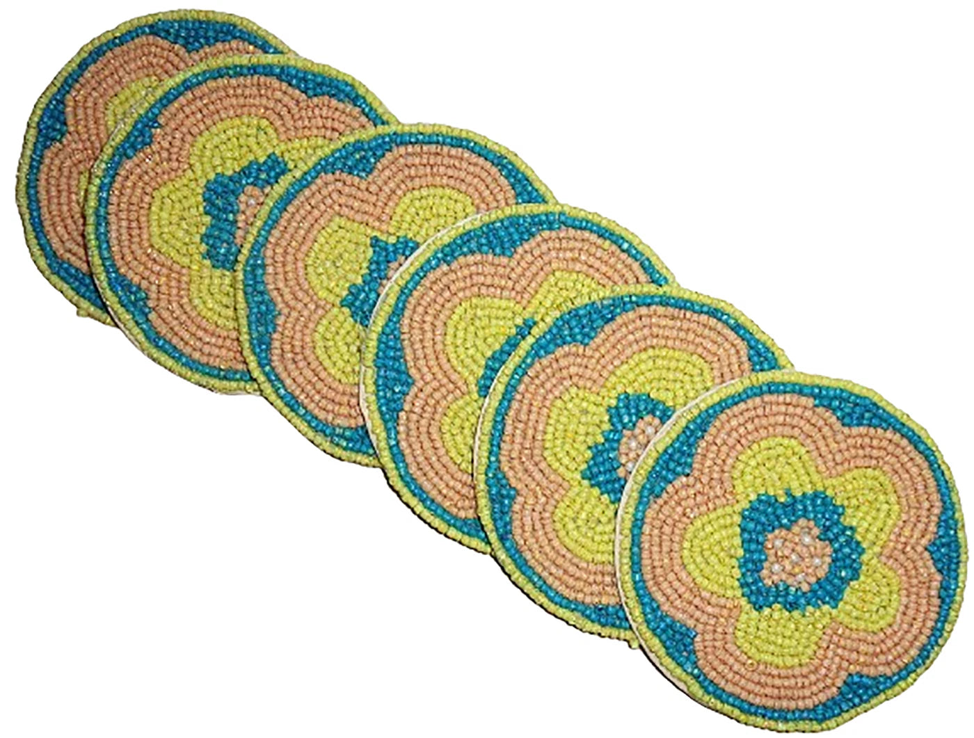 Decorative lovely Clear Beads Round Drink Coaster Set of 6 Hand Beaded Coasters | eBay