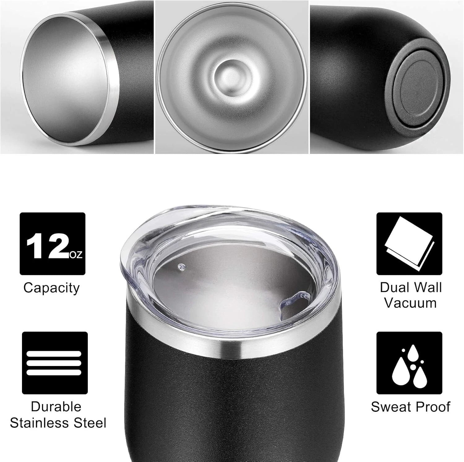 Fashionable 12oz Stemless Wine Tumblers - Bulk of 6 for Hot & Cold Drinks | eBay