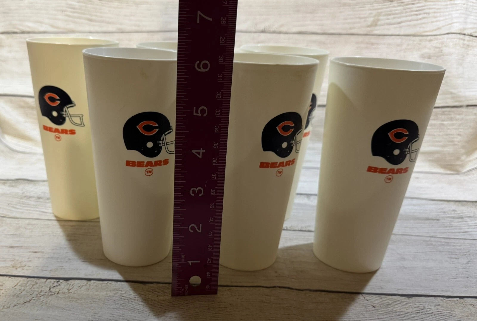 Lot of 6 Vintage Tall White Chicago Bears Tumblers Plastic Drinking Cups TubH4 | eBay