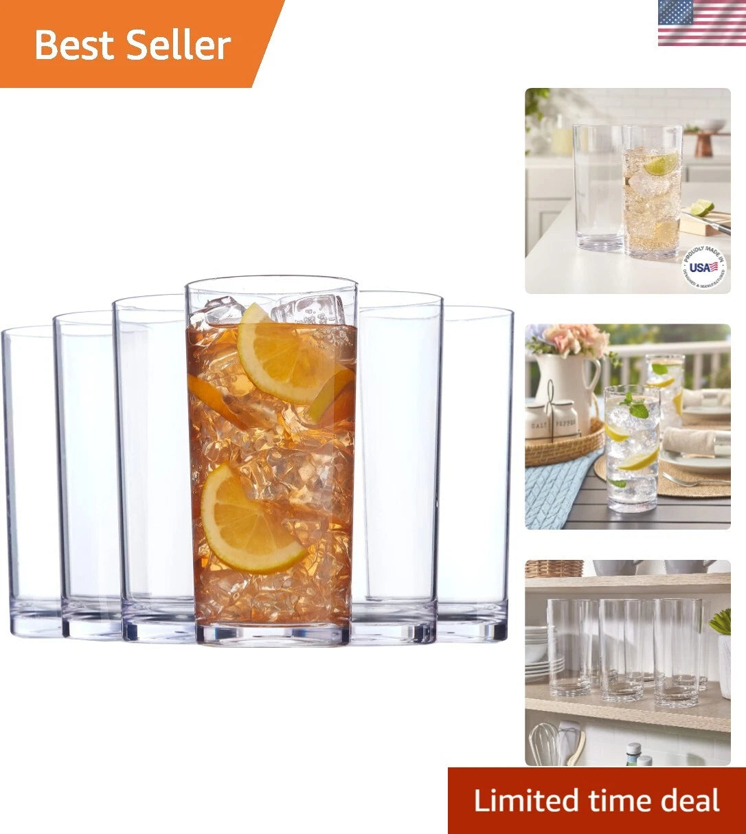 Stylish Classic Clear Plastic Iced Tea Cups - 6 Pack for Weddings & Parties | eBay