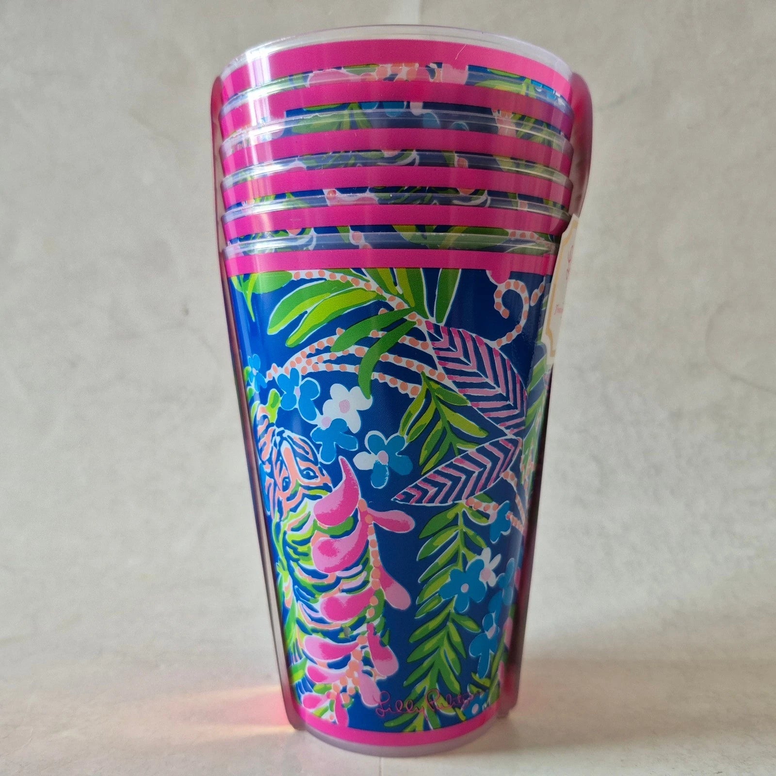 6 NEW Lilly Pulitzer HOW YOU LIKE ME PROWL 14-Oz Plastic Pool Cups. Lion Tiger | eBay
