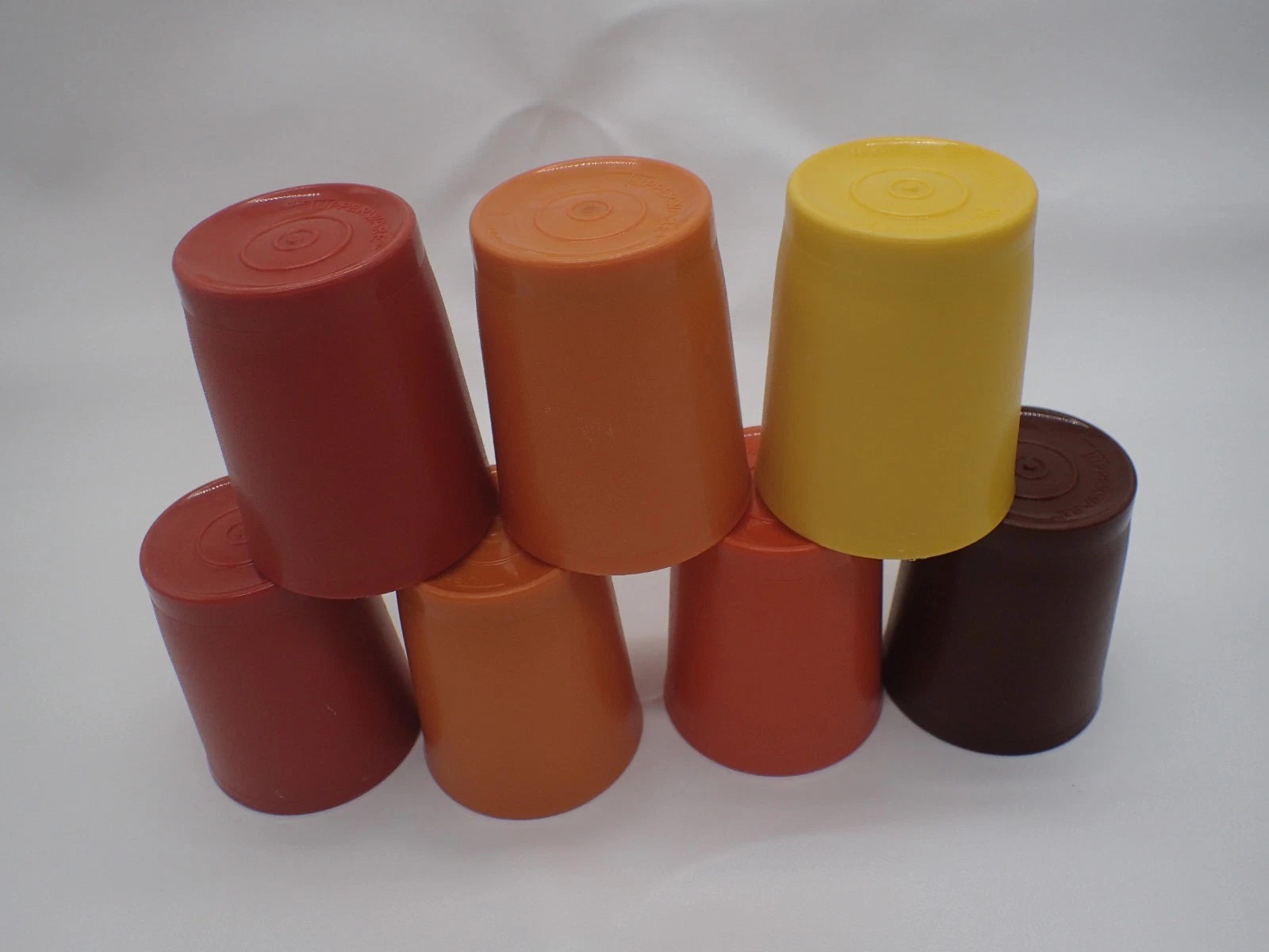 Lot of 7 Vintage TUPPERWARE Beverage Juice Glasses HARVEST COLORS 1251 | eBay