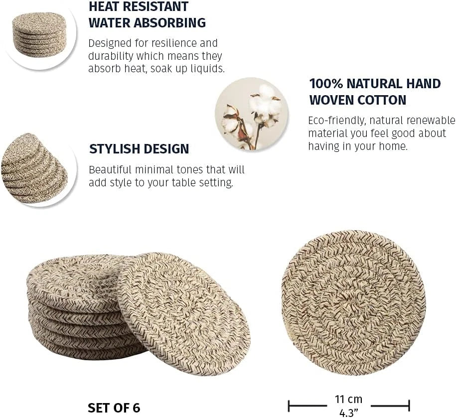 Organihaus Set of 6 Brown Cute Coasters for Drinks | eBay