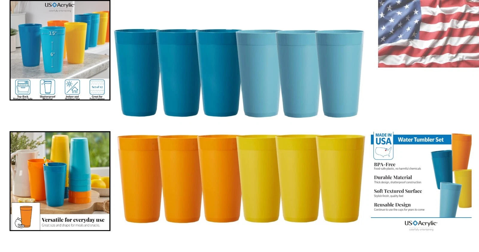 Durable 20oz Stackable Water Tumblers | BPA-Free, Dishwasher Safe Set of 12 | eBay