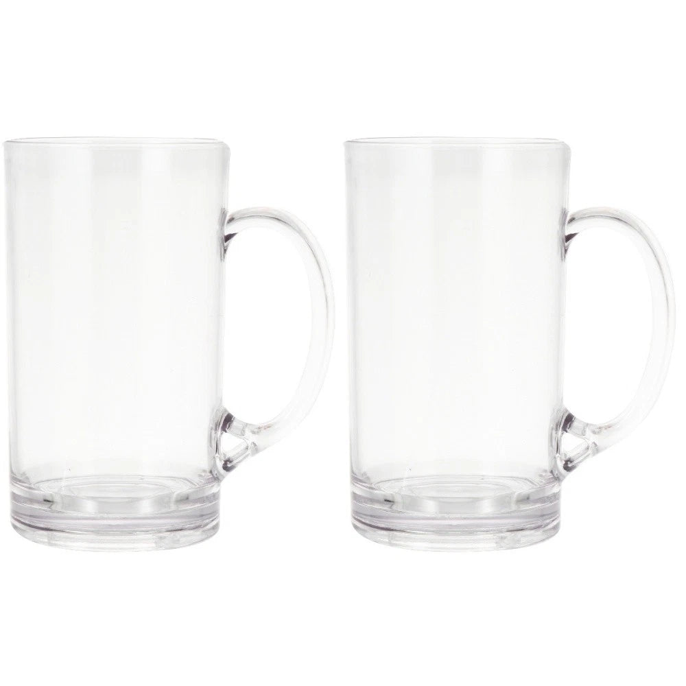 Set of 2 Transparent Beer Mug Glass Mugs Cup with Handle Drinking Clear | eBay
