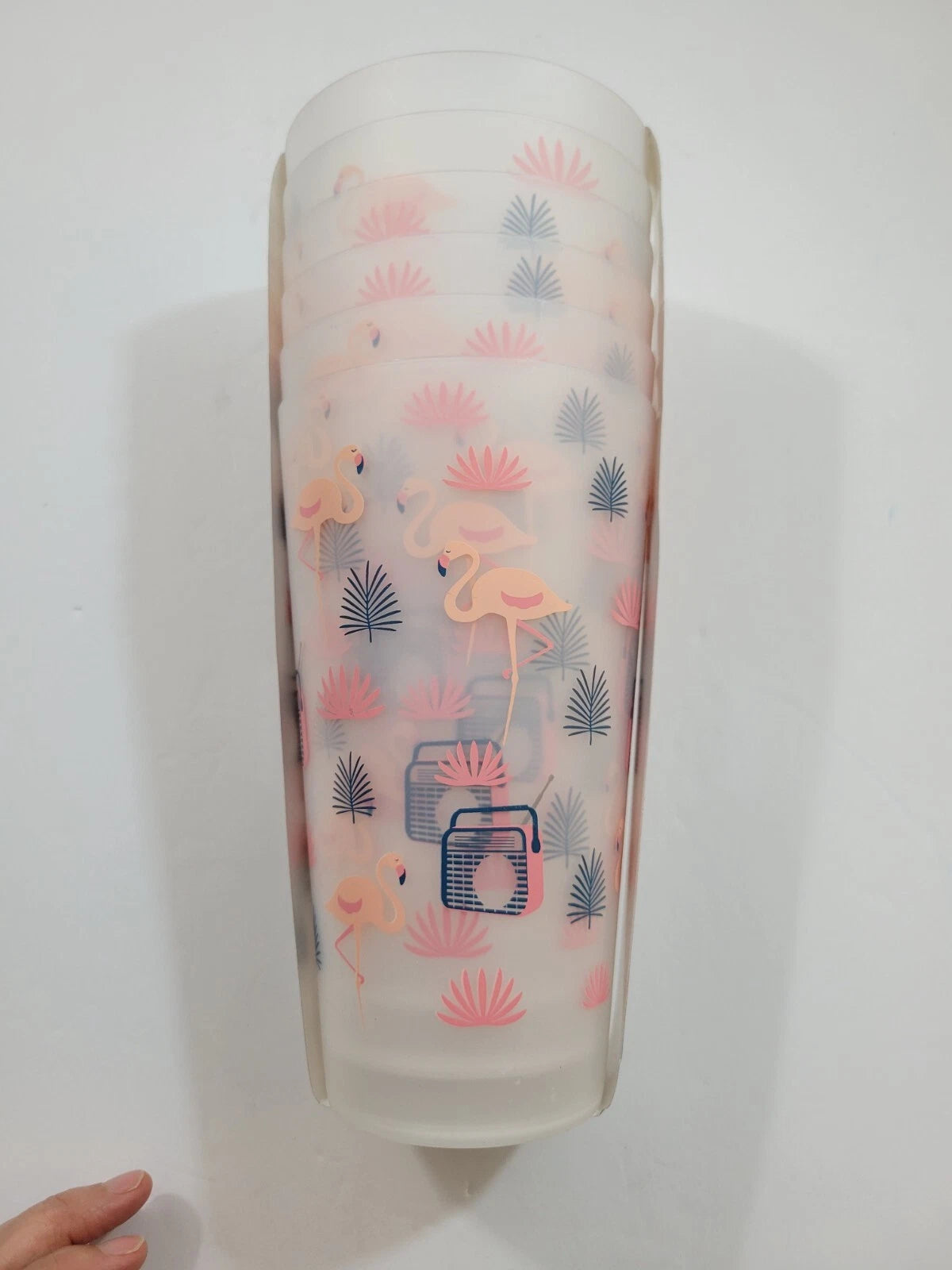 NWT | 6 Kensie Home Outdoor Ice Tea Glasses 30 oz Plastic Pink Flamingoes Motif | eBay
