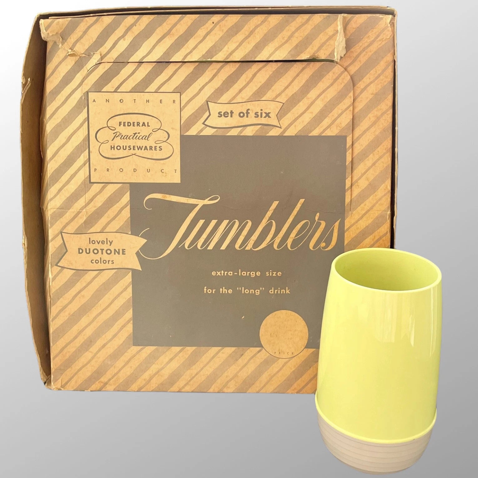 MidCentury Retro Plastic Tumbler Glasses Avocado and gray Federal Houseware NOS | eBay