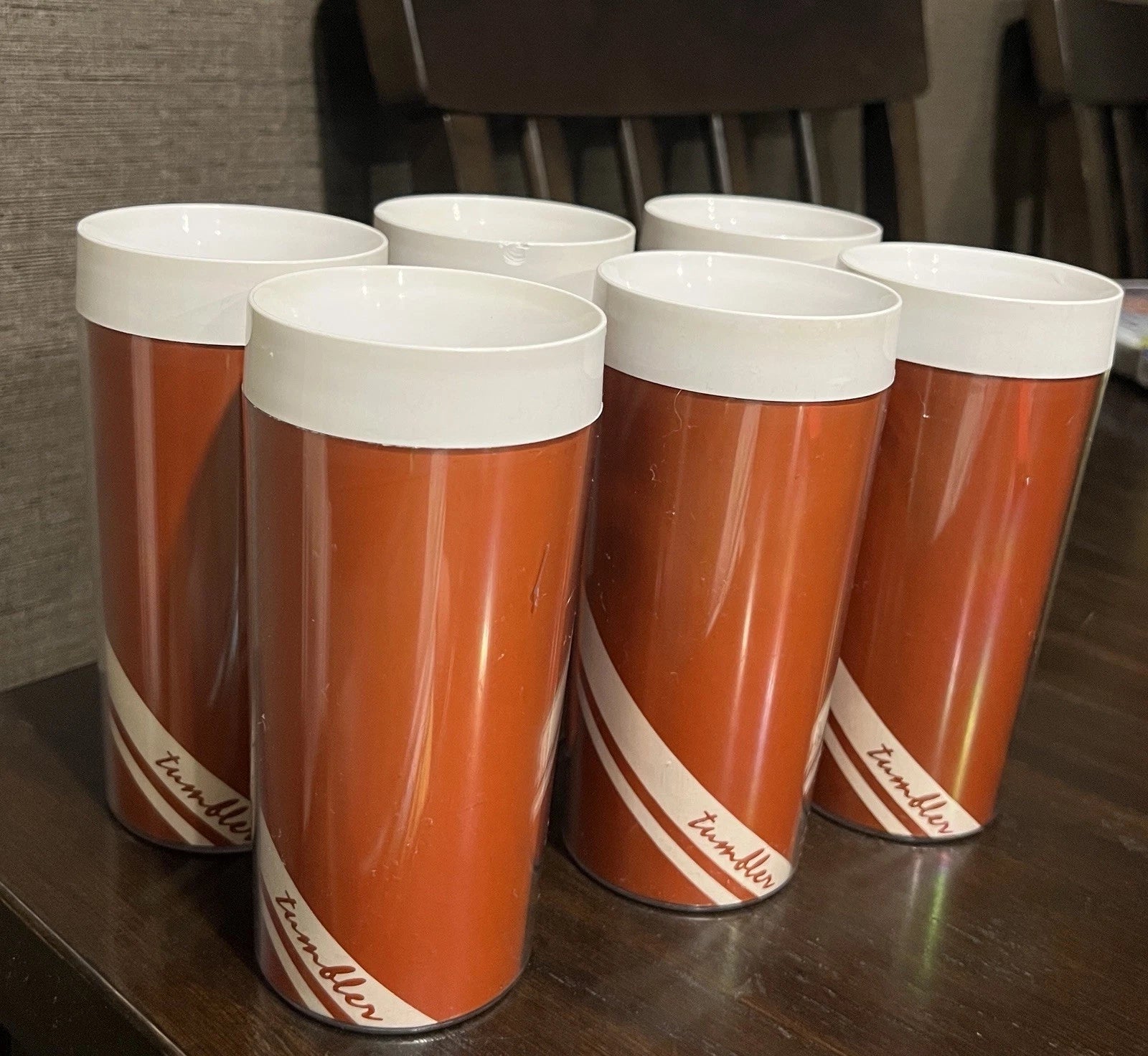 Retro Thermo-Serv 1979 Candy cane Striped Tumblers Set Of 6 | eBay