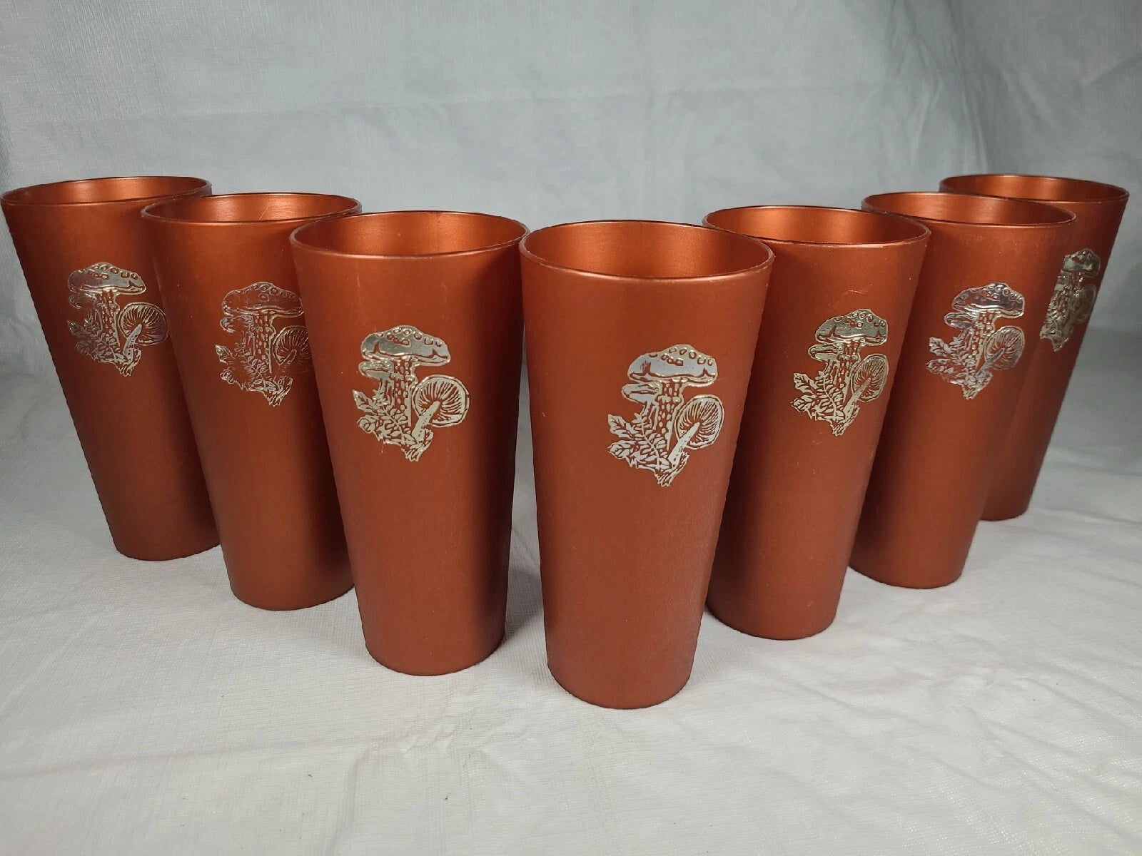 7 Vintage Nasco Silver Mushrooms on Copper Plastic Drinking Cups Tumblers 1970s | eBay
