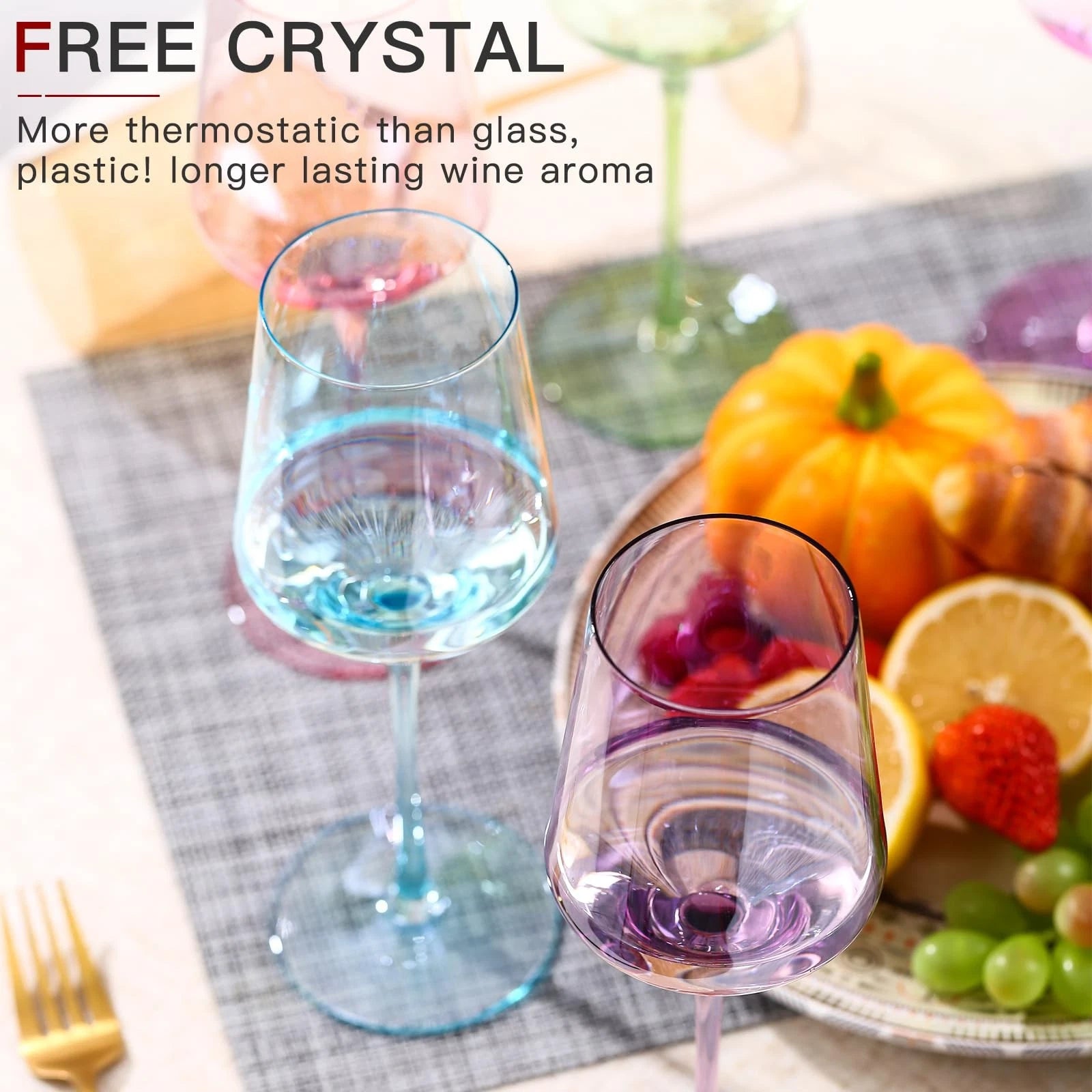 Colored Wine Glasses Set of 6 | 15 oz Hand Blown Crystal | Elegant Stemware | eBay