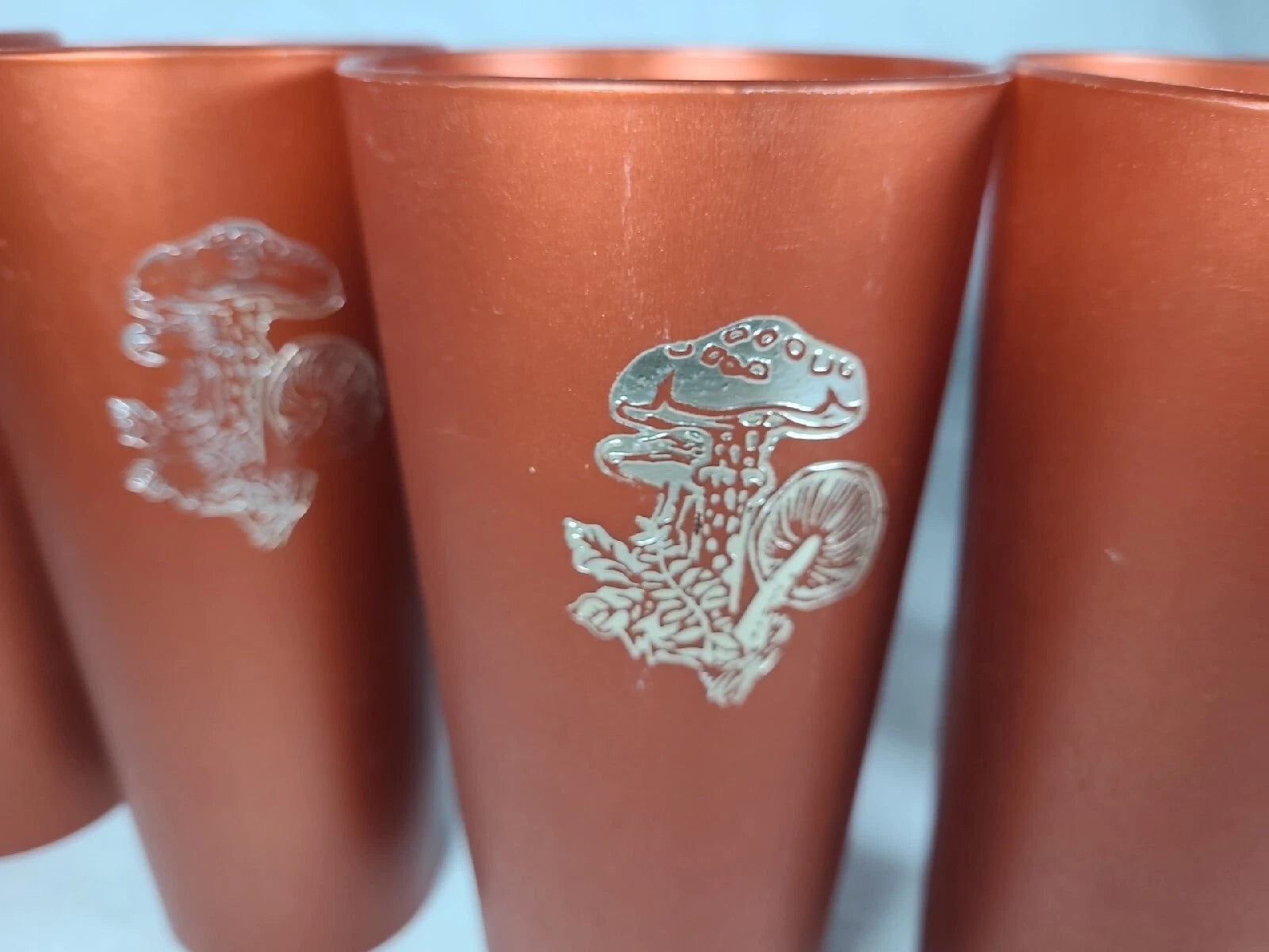 7 Vintage Nasco Silver Mushrooms on Copper Plastic Drinking Cups Tumblers 1970s | eBay