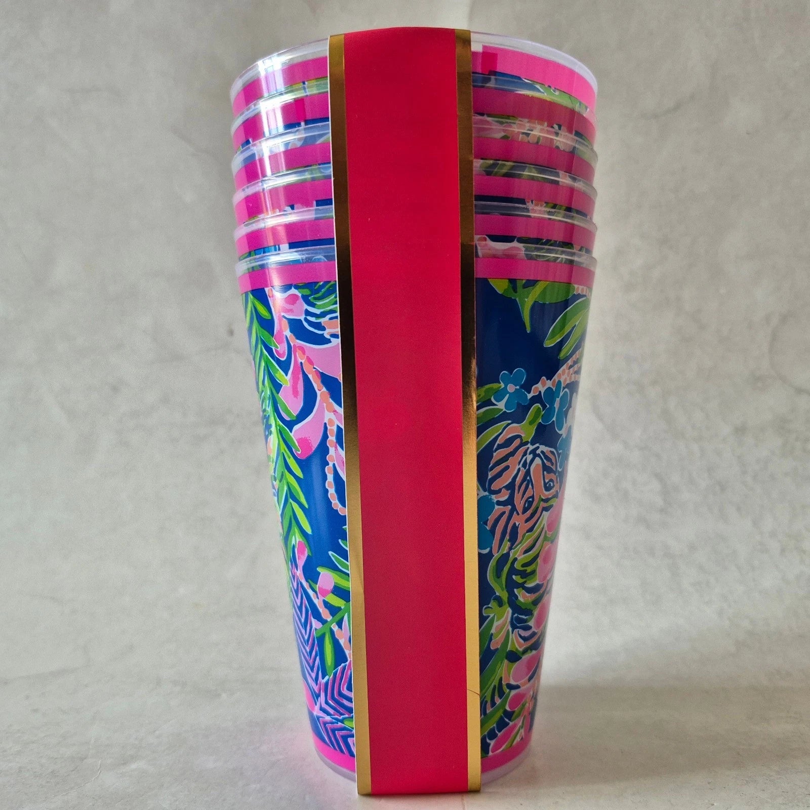 6 NEW Lilly Pulitzer HOW YOU LIKE ME PROWL 14-Oz Plastic Pool Cups. Lion Tiger | eBay