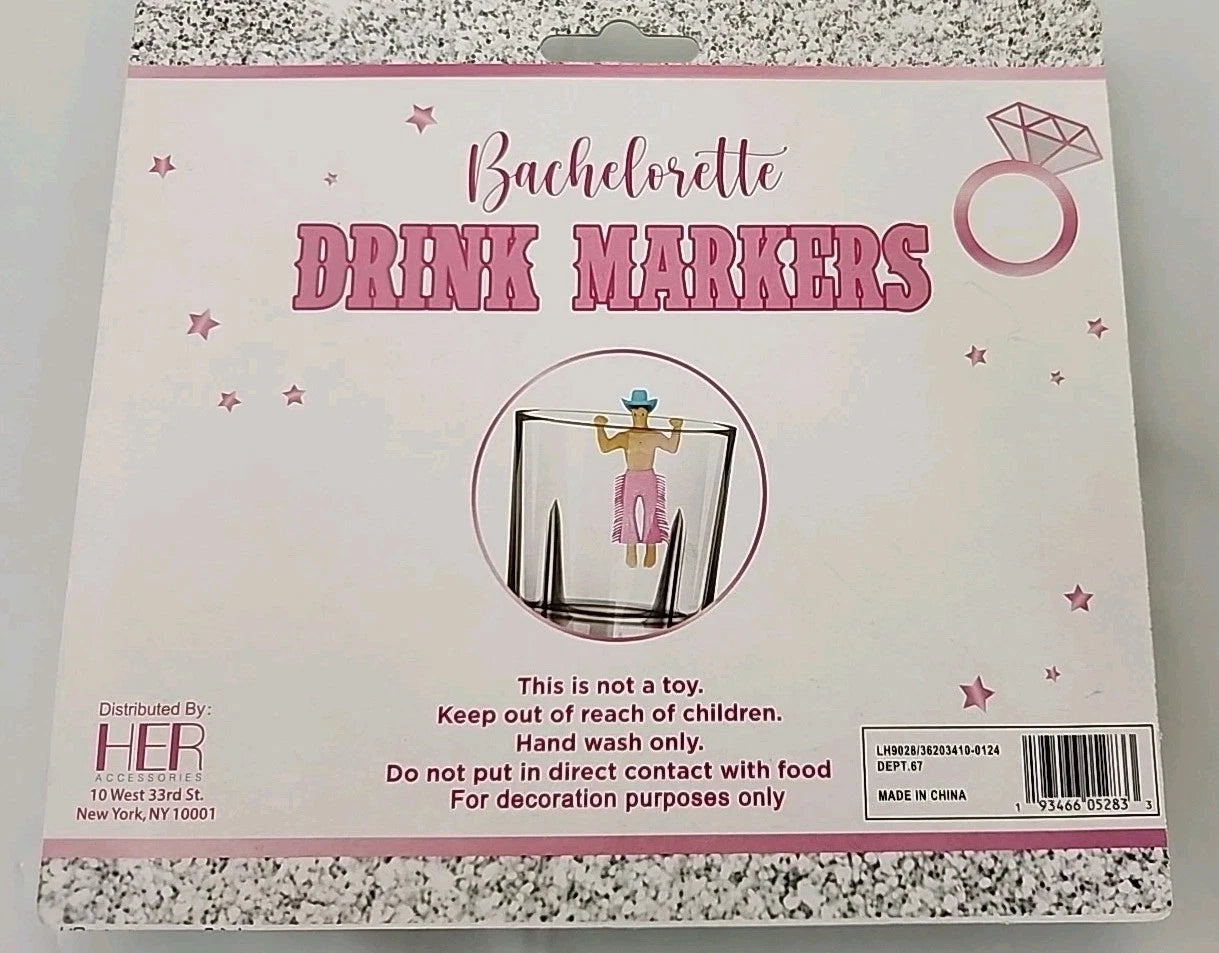 Bachelorette Drink Markers New Set Of 6 Sexy Cowboys Girls Night Gay Interest | eBay