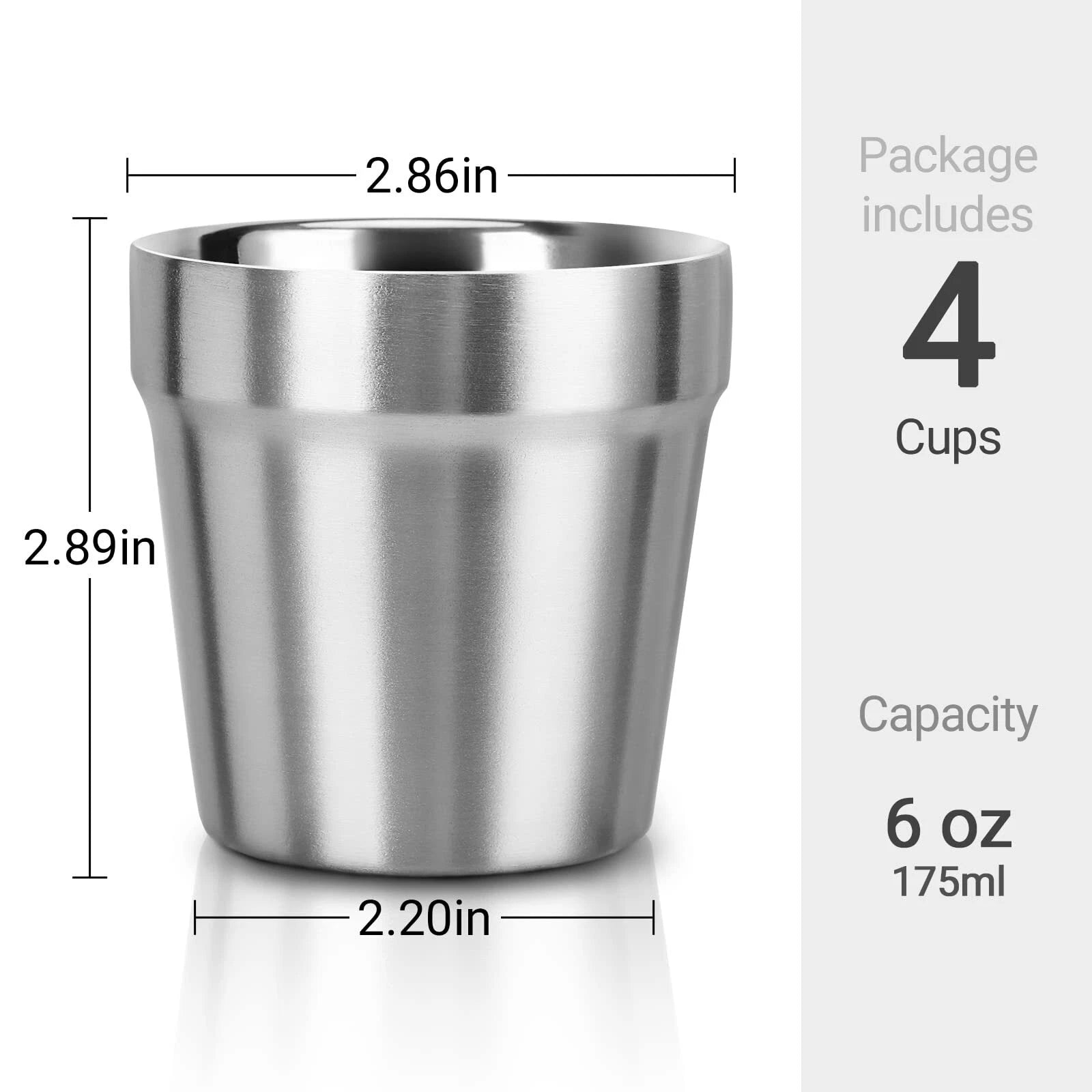 Mini Stainless Steel Cups 6 Oz Set Of 4 Metal Drinking Cups Stackable 304 Stainl | eBay