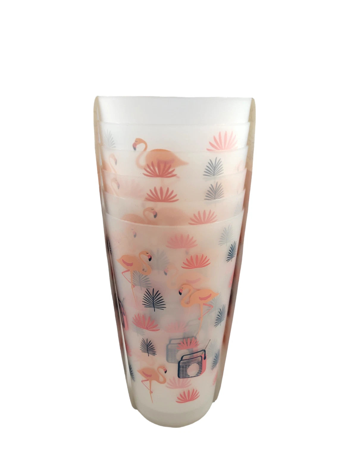 NWT | 6 Kensie Home Outdoor Ice Tea Glasses 30 oz Plastic Pink Flamingoes Motif | eBay