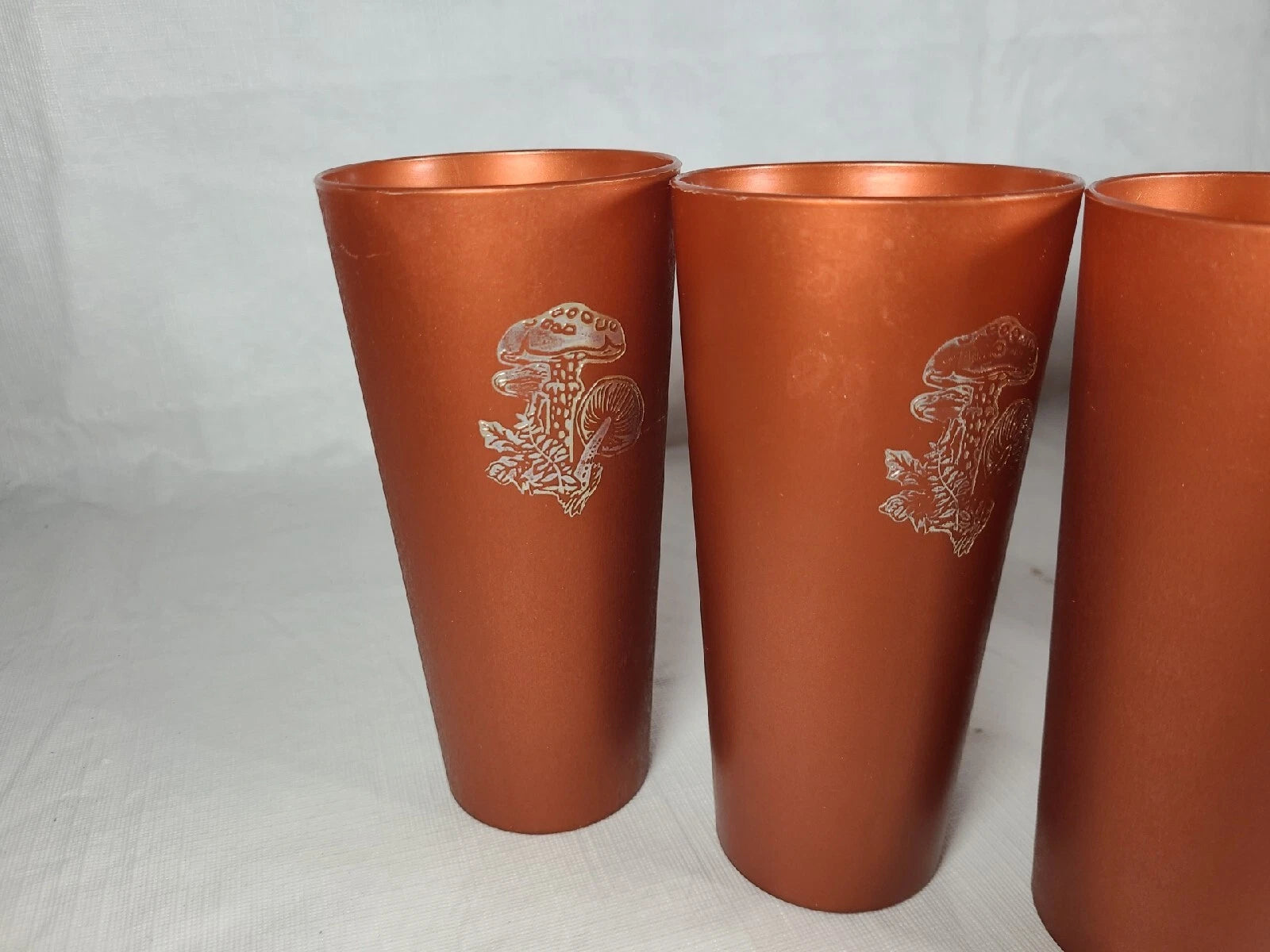 7 Vintage Nasco Silver Mushrooms on Copper Plastic Drinking Cups Tumblers 1970s | eBay