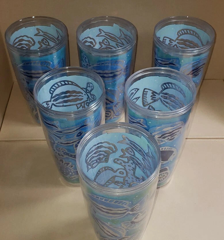 Beach Style Acrylic Tumblers 6 count in Excellent Used Condition | eBay