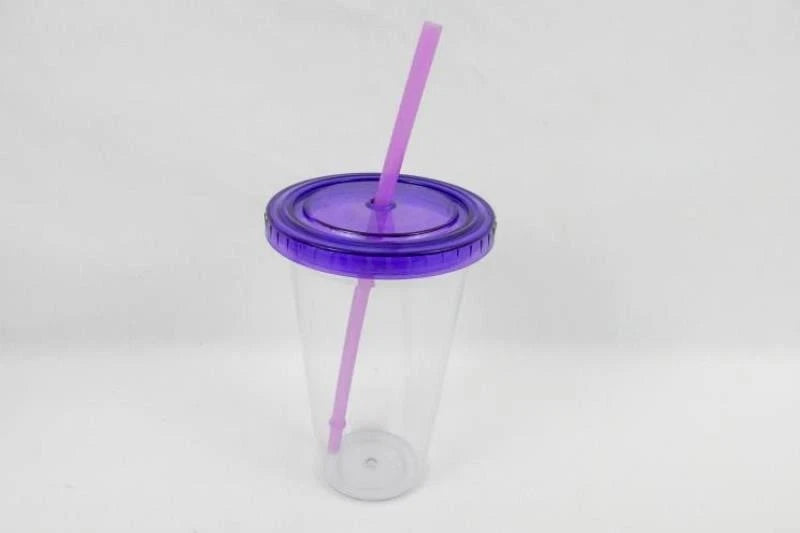 Lot of 3 Tumbler Cups with Straws - Black, White Polka Dot, Purple | eBay