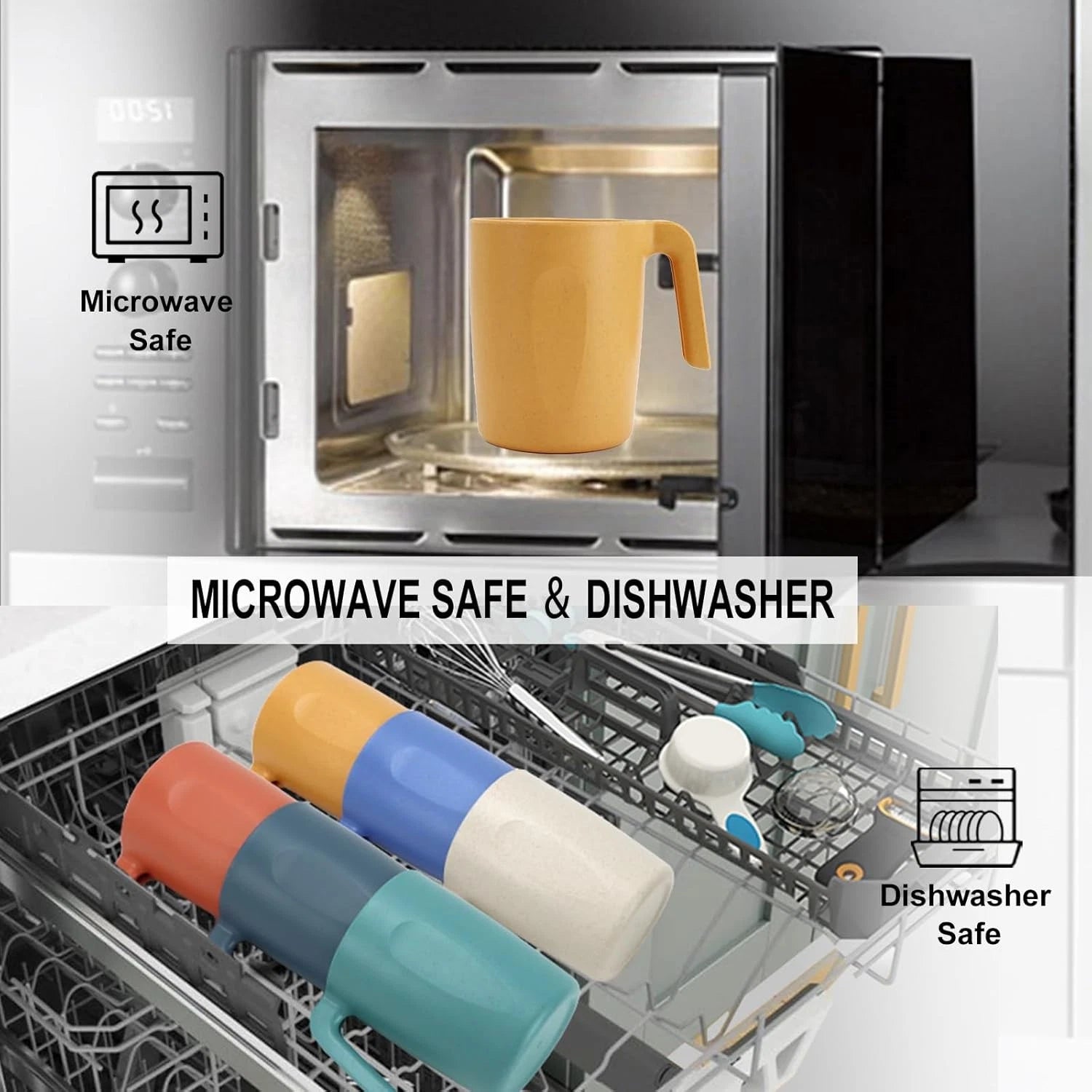 PYRMONT Wheat Straw Cups-Mug Set of 6,Unbreakable 16 OZ With Handles, Mix | eBay