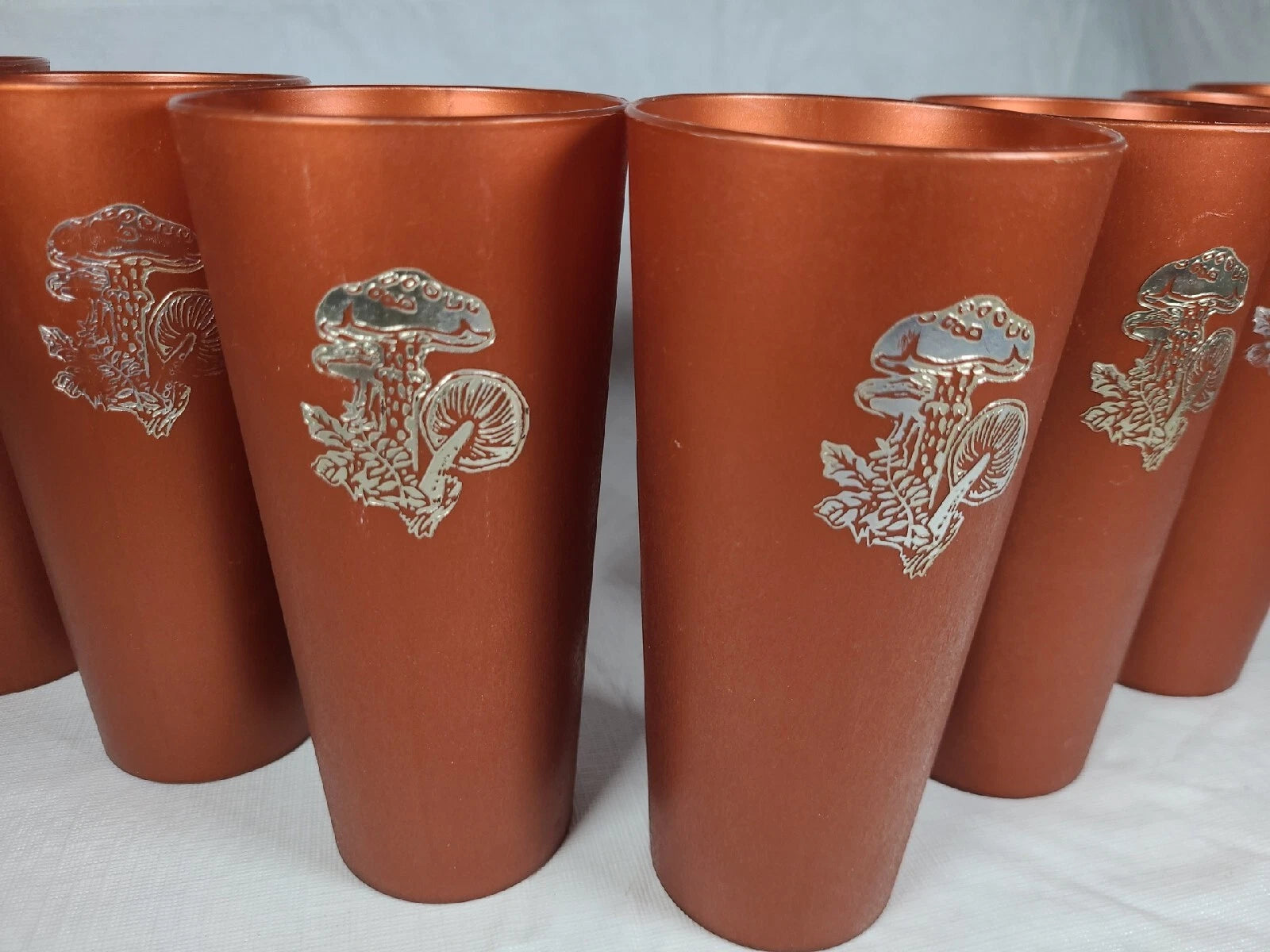 7 Vintage Nasco Silver Mushrooms on Copper Plastic Drinking Cups Tumblers 1970s | eBay