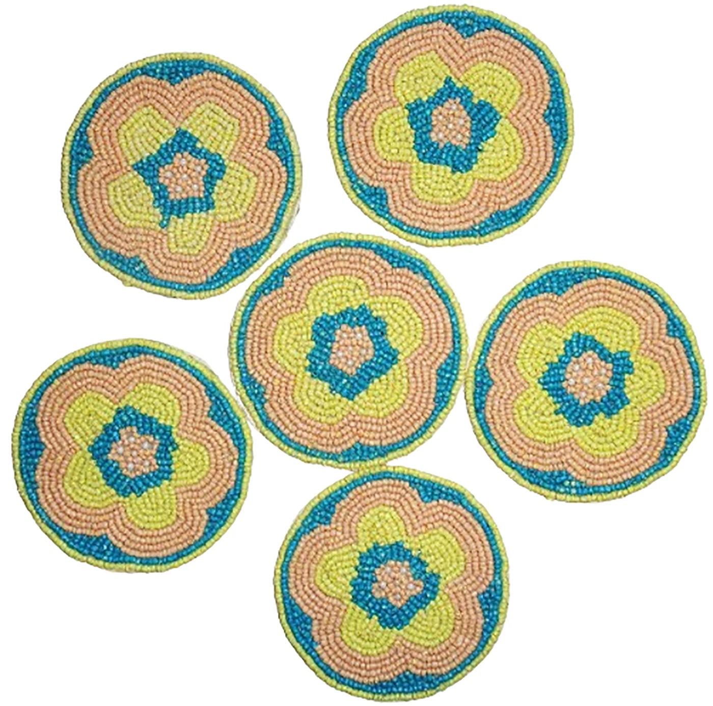 Decorative lovely Clear Beads Round Drink Coaster Set of 6 Hand Beaded Coasters | eBay