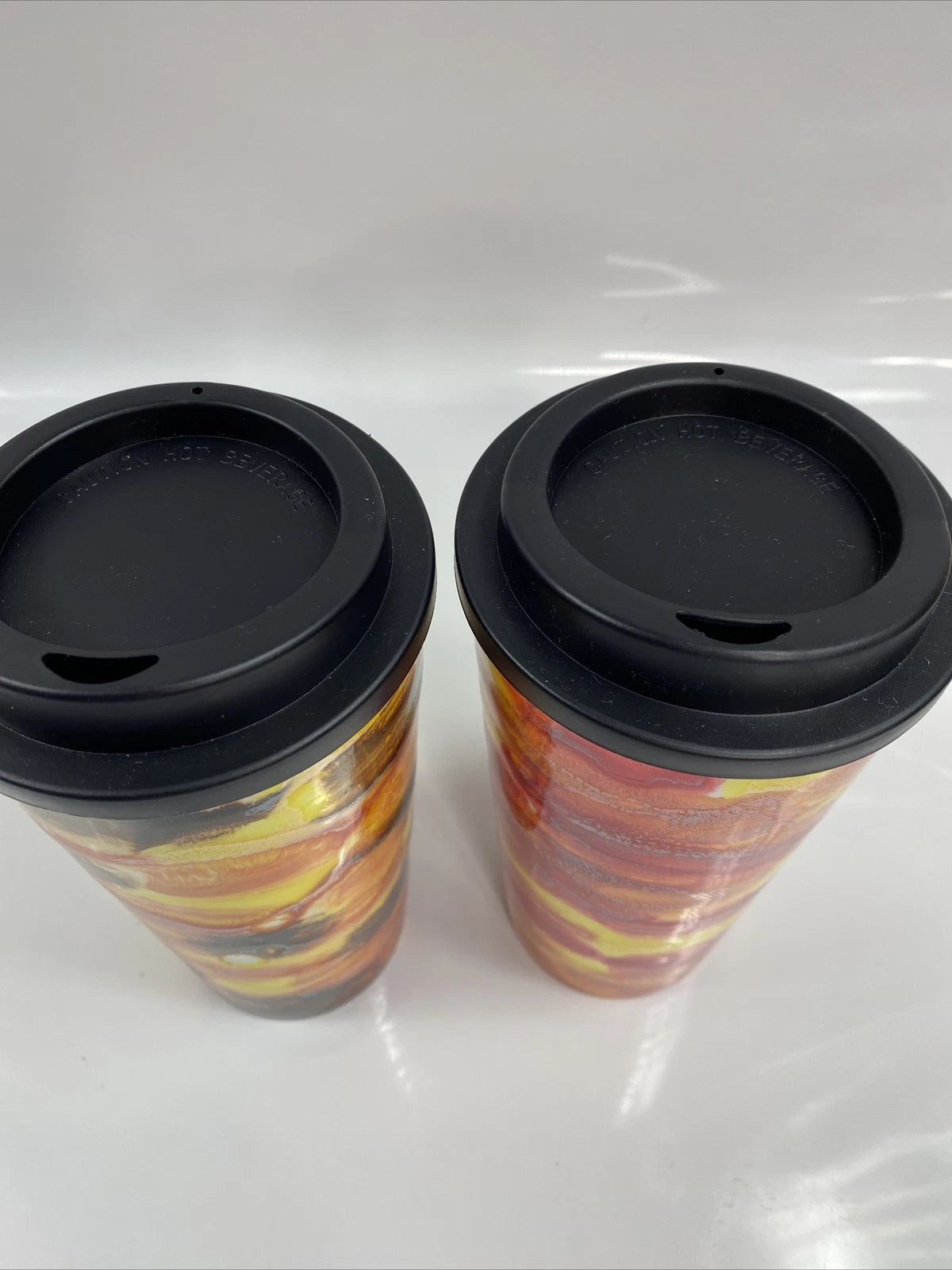 Lot of 2 Hot or Cold Plastic Tumblers Decorated with Alcohol Ink 12oz | eBay