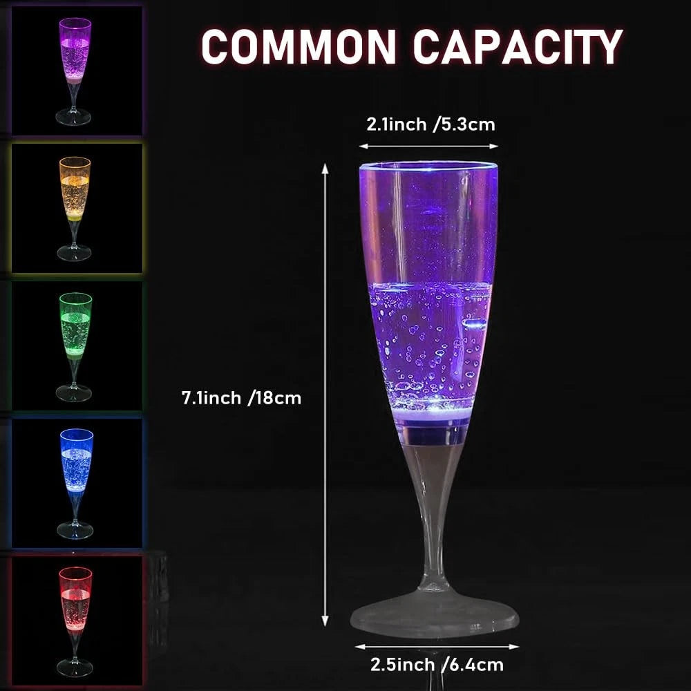 LED Champagne Flutes (Set of 6 Multi-Color), Water Liquid Activated Light Up ... | eBay