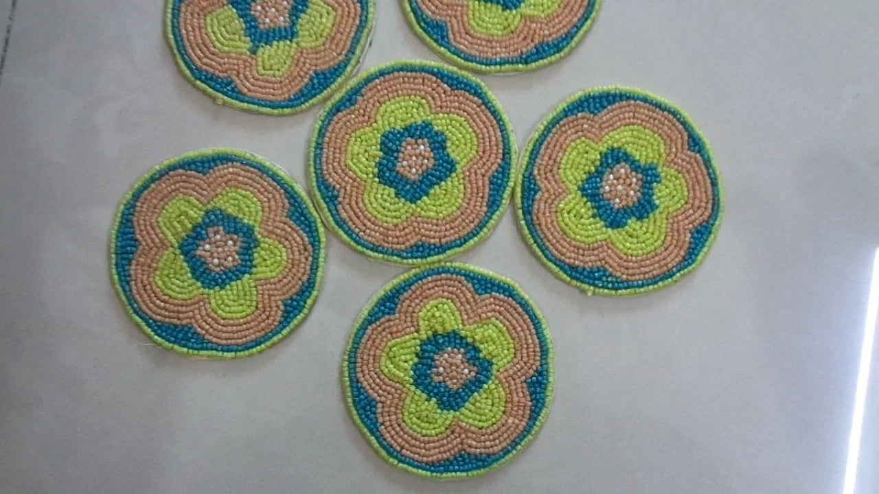 Decorative lovely Clear Beads Round Drink Coaster Set of 6 Hand Beaded Coasters | eBay