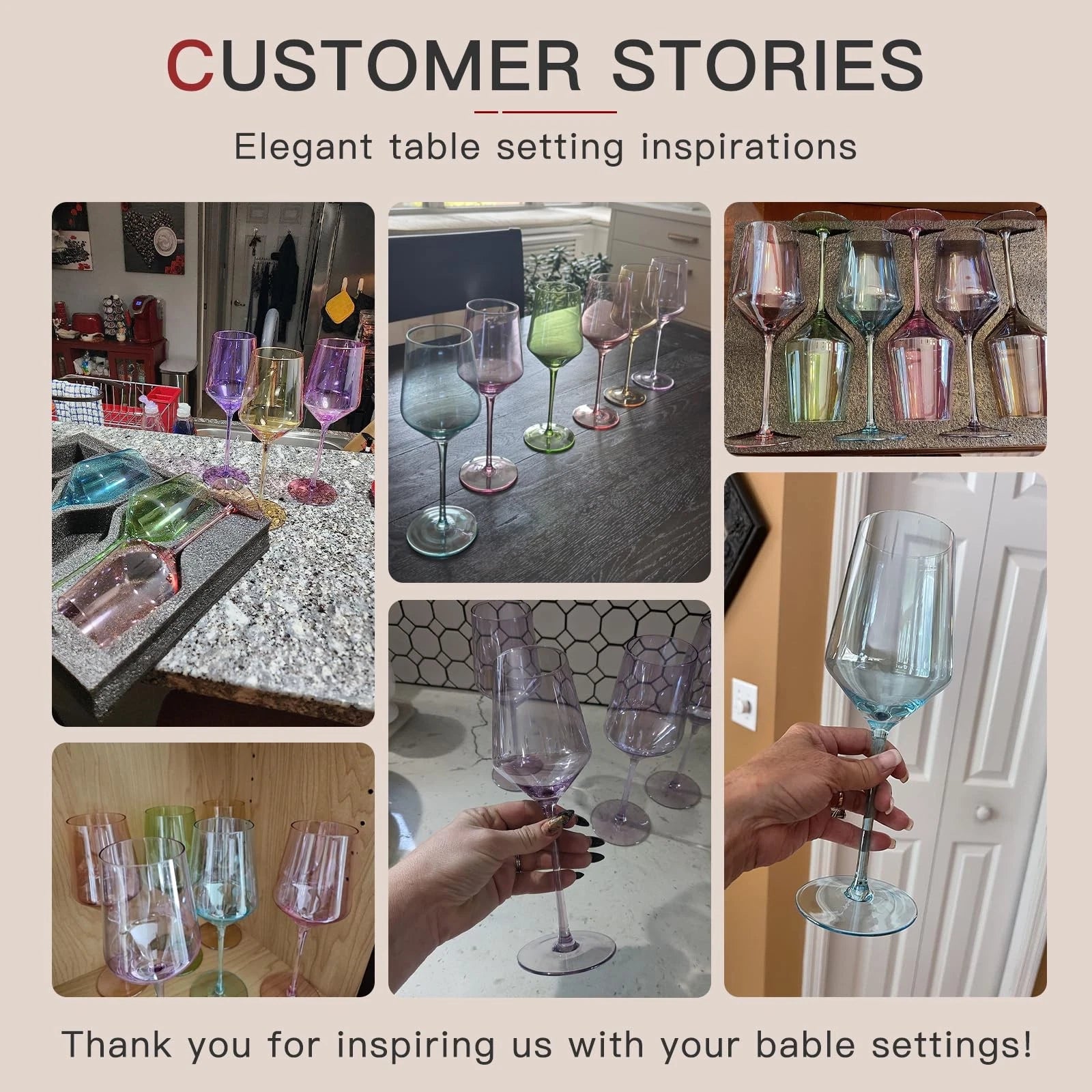 Colored Wine Glasses Set of 6 | 15 oz Hand Blown Crystal | Elegant Stemware | eBay