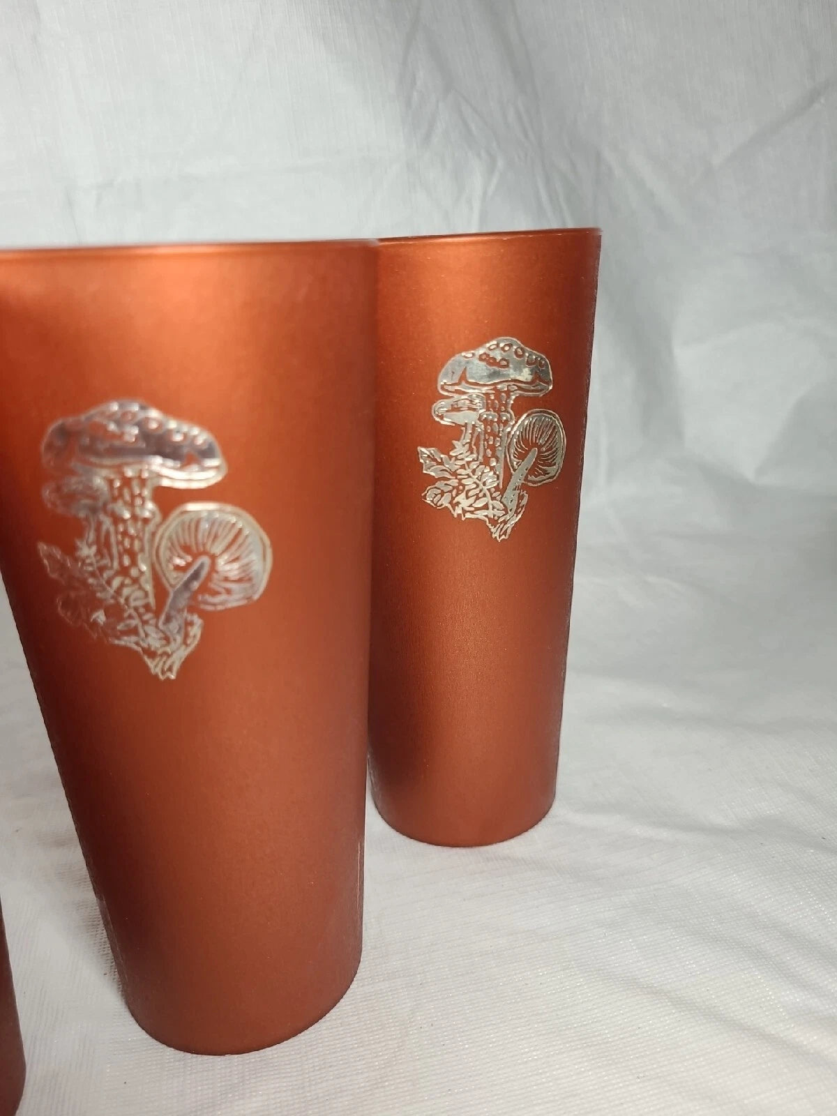 7 Vintage Nasco Silver Mushrooms on Copper Plastic Drinking Cups Tumblers 1970s | eBay