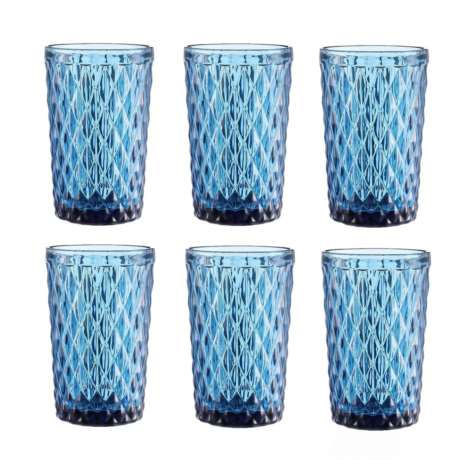 Blue Diamond Glassware Set of 6 - 12 oz Tumblers for Water, Juice, Cocktails | eBay
