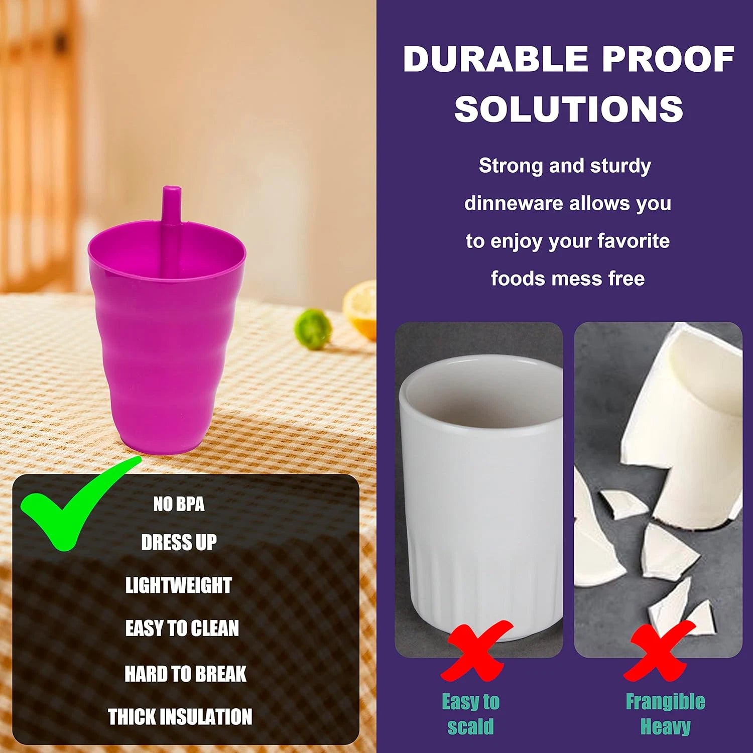 Klickpick Home Kids Cups with Built in Straw - Set of 8 Toddler Drinking Cups wi | eBay