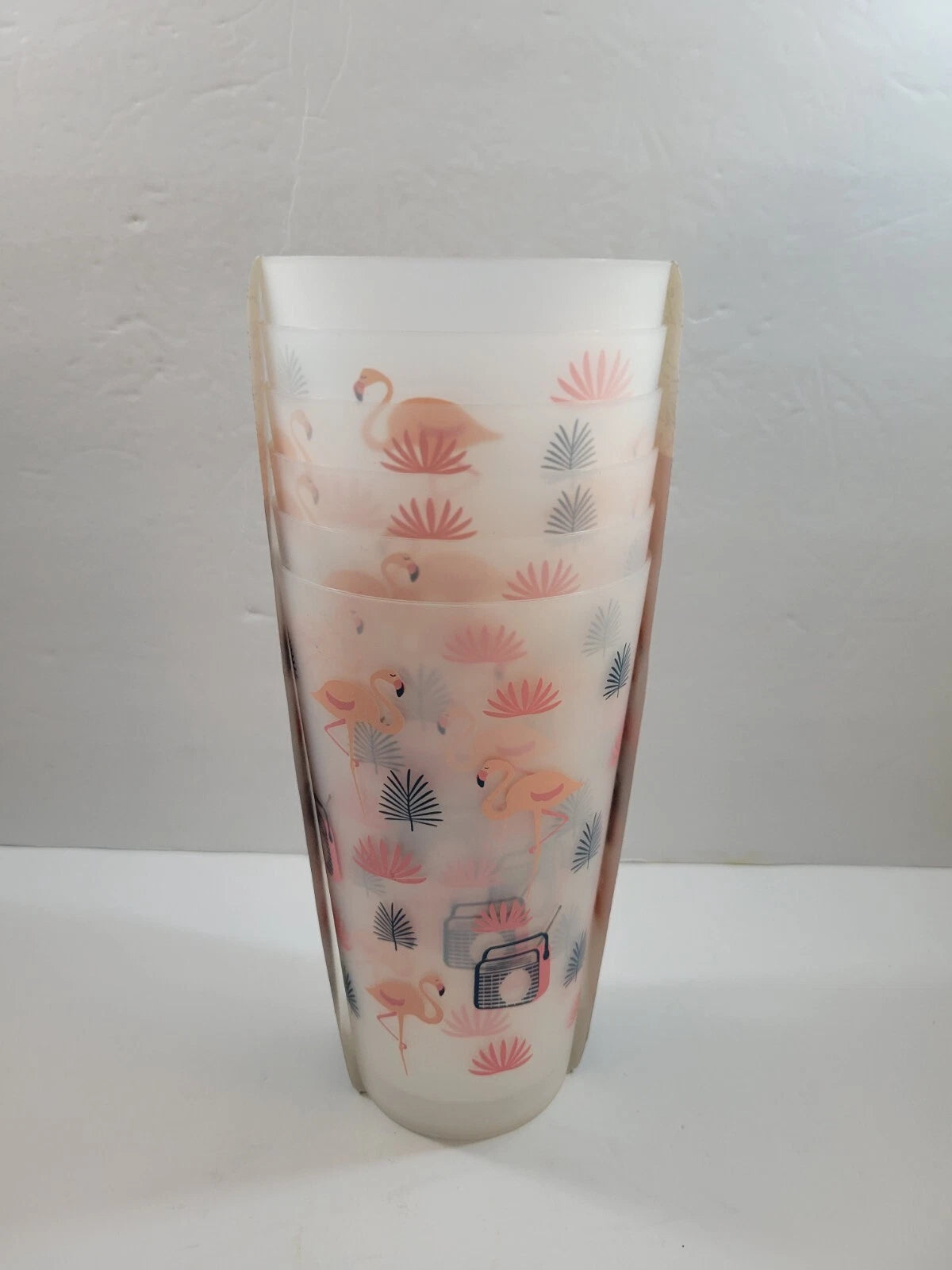 NWT | 6 Kensie Home Outdoor Ice Tea Glasses 30 oz Plastic Pink Flamingoes Motif | eBay