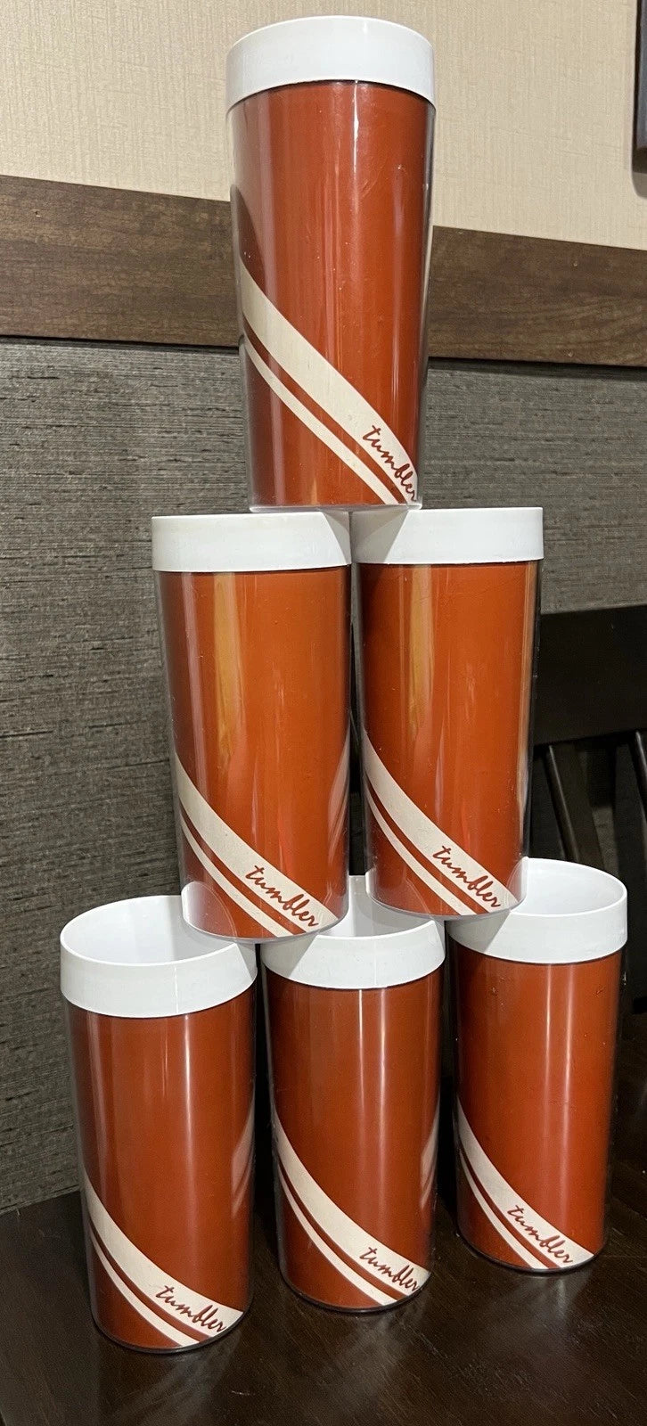Retro Thermo-Serv 1979 Candy cane Striped Tumblers Set Of 6 | eBay