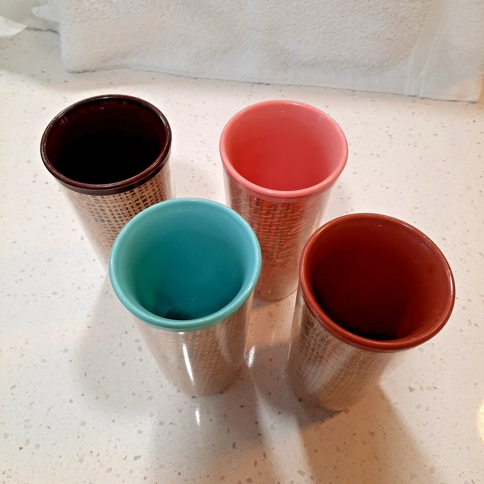 Raffia Ware Melmac Insulated Tumblers Multicolor Set of 4 MCM 1960s Nostalgia | eBay