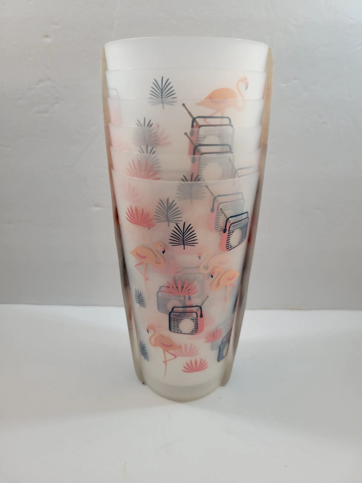 NWT | 6 Kensie Home Outdoor Ice Tea Glasses 30 oz Plastic Pink Flamingoes Motif | eBay