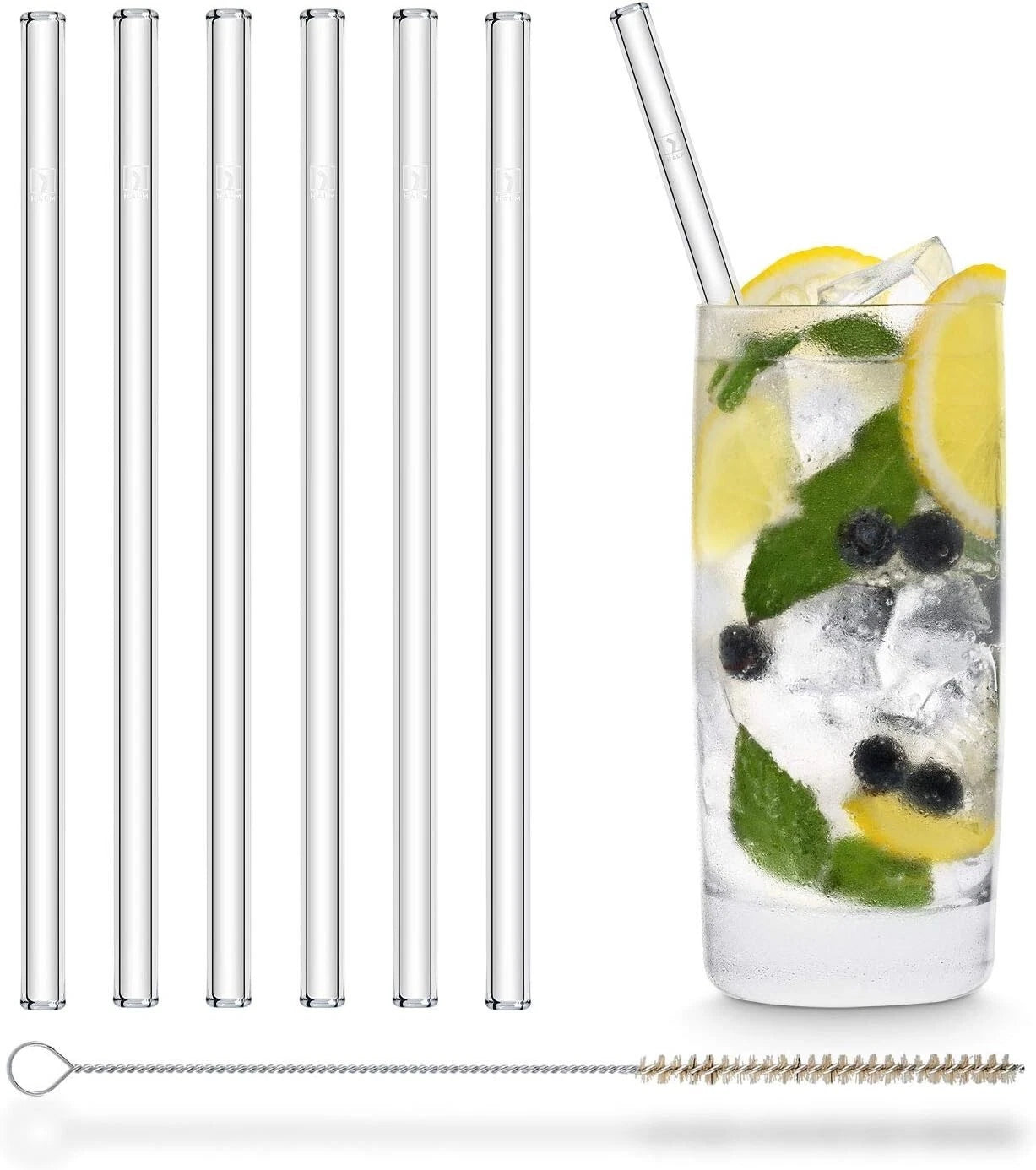 8-Inch Glass Straws Set - 6 Durable Reusable Straws for Smoothies & Cocktails | eBay